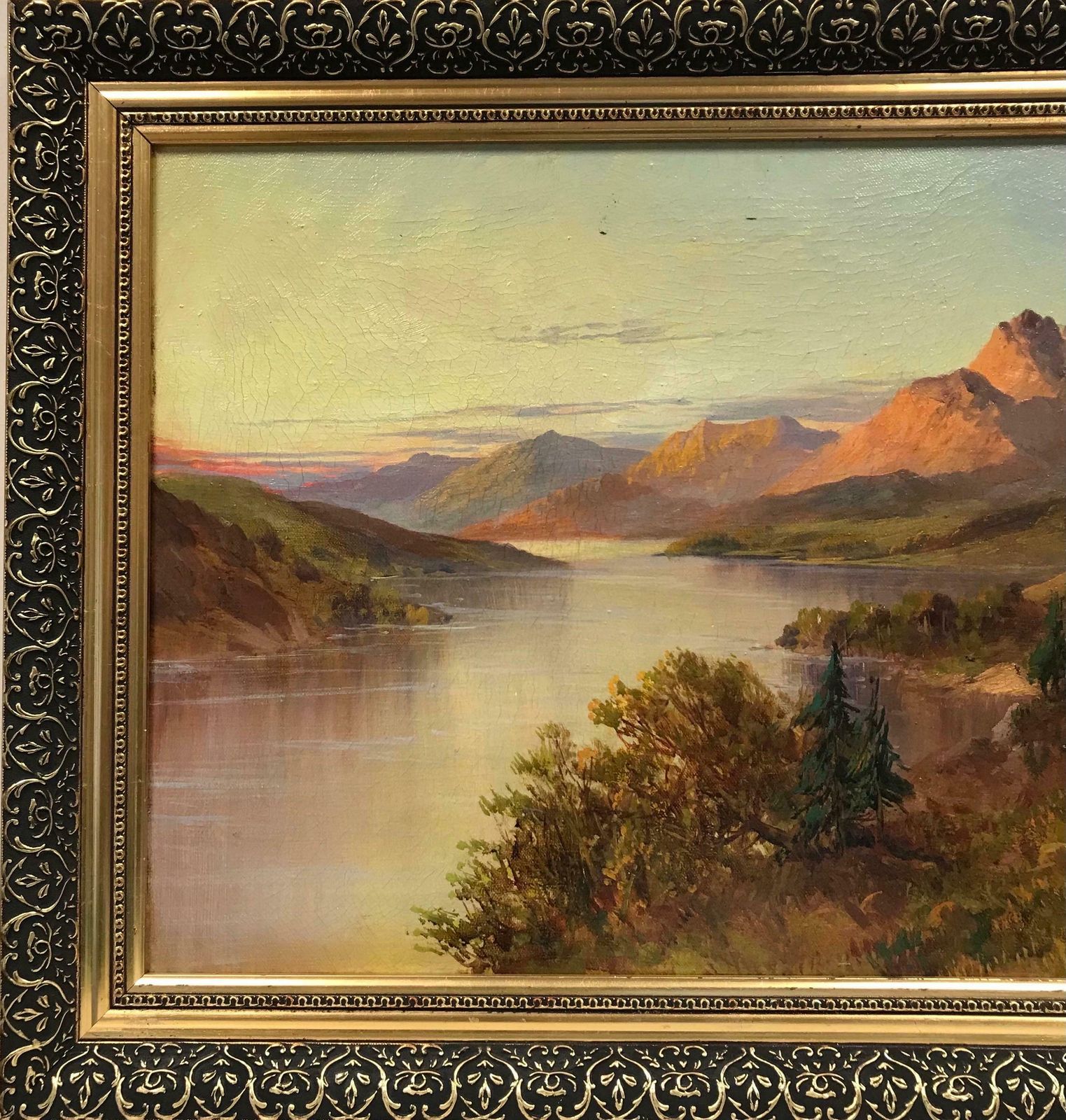 Francis E. Jamiesonscottish Highland Loch At Sunset Signed Antique Oil Painting Beautiful Landscape photo Art