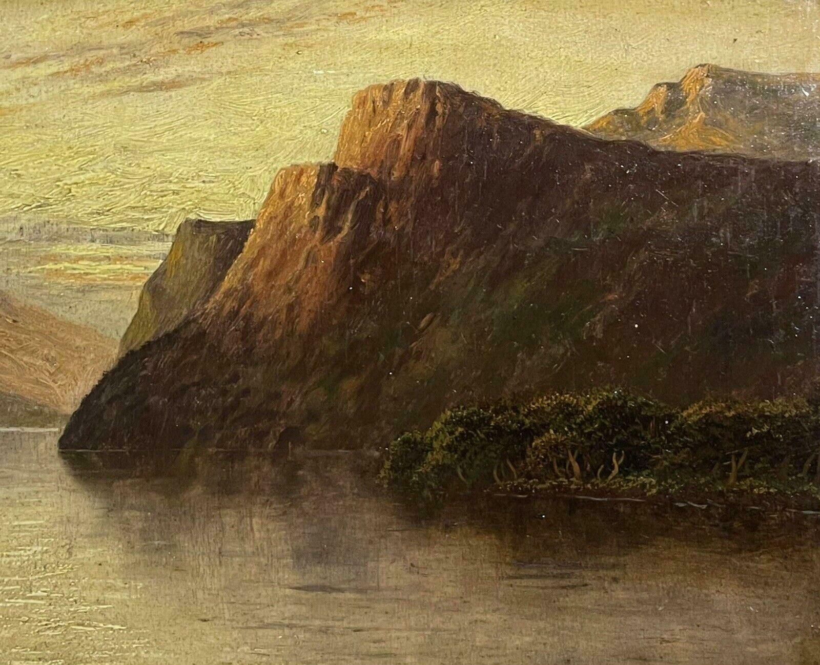 Francis E. Jamiesonsunset Over The Scottish Highland Loch, Signed Antique Oil Painting photo 923.0