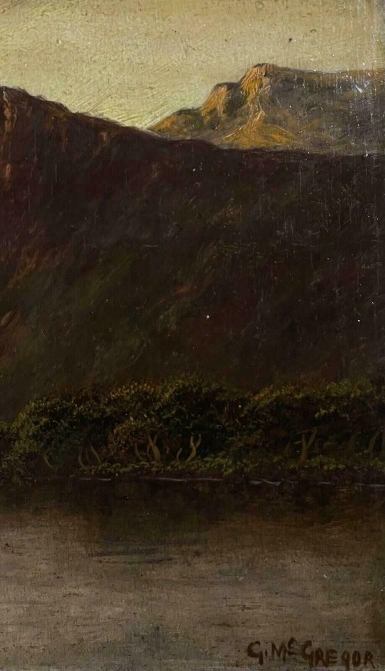 Francis E. Jamiesonsunset Over The Scottish Highland Loch, Signed Antique Oil Painting photo vinterior