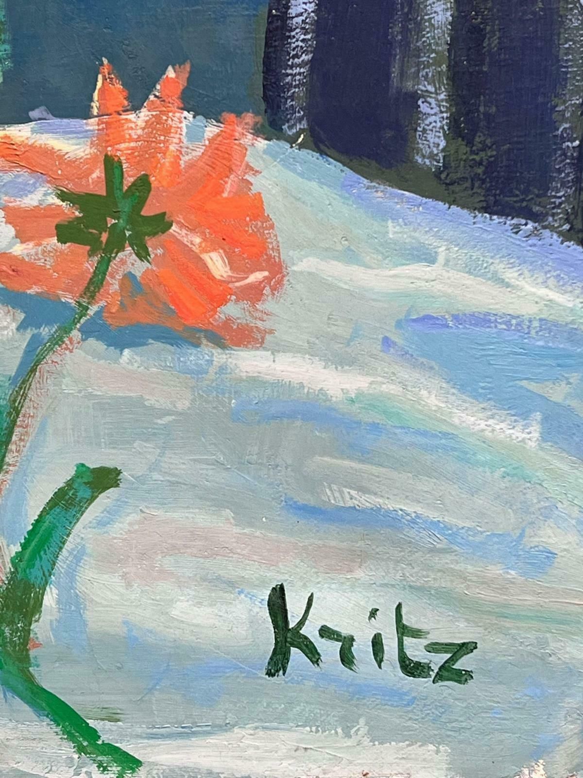 Michel Kritzfrench Impressionist Signed Oil Sunflowers In Interior Room Setting 20th Century photo 795.0