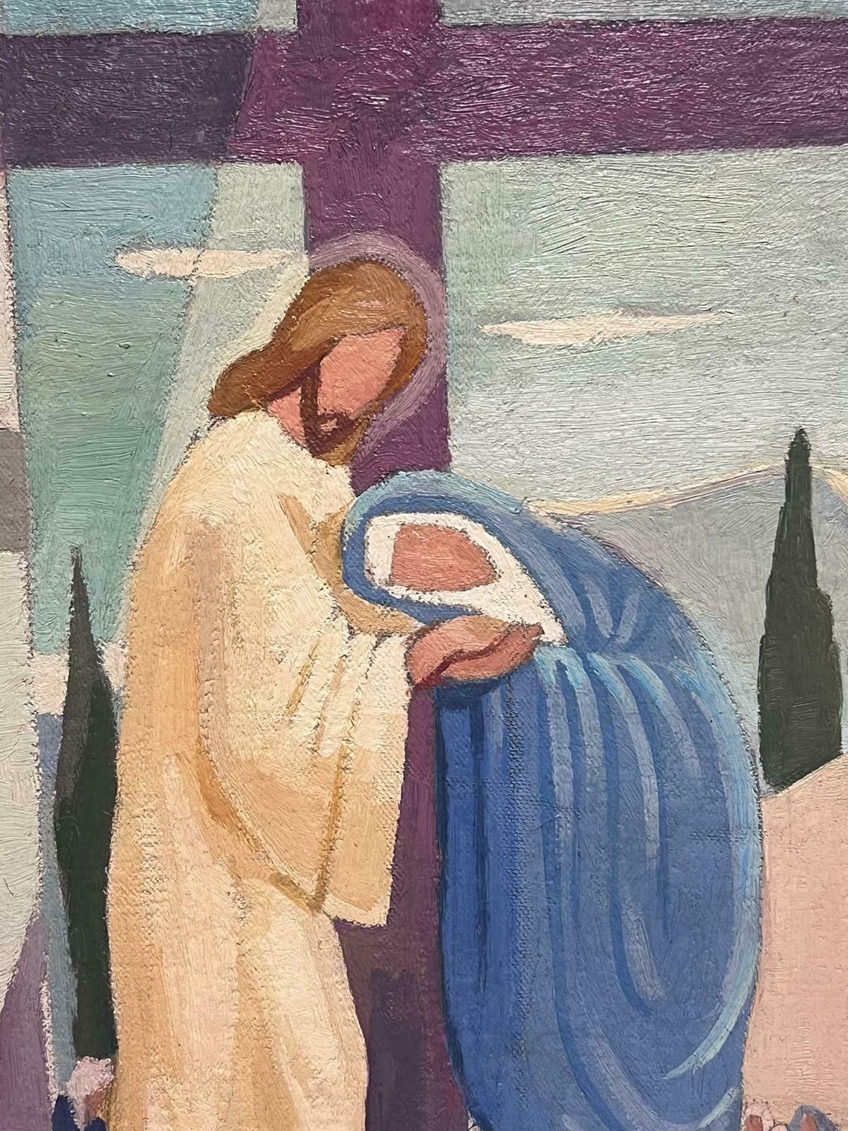 Jean Laforgue1950's French Cubist/ Modernist Oil Painting One Of The Stations Of The Cross 1950's photo for sale