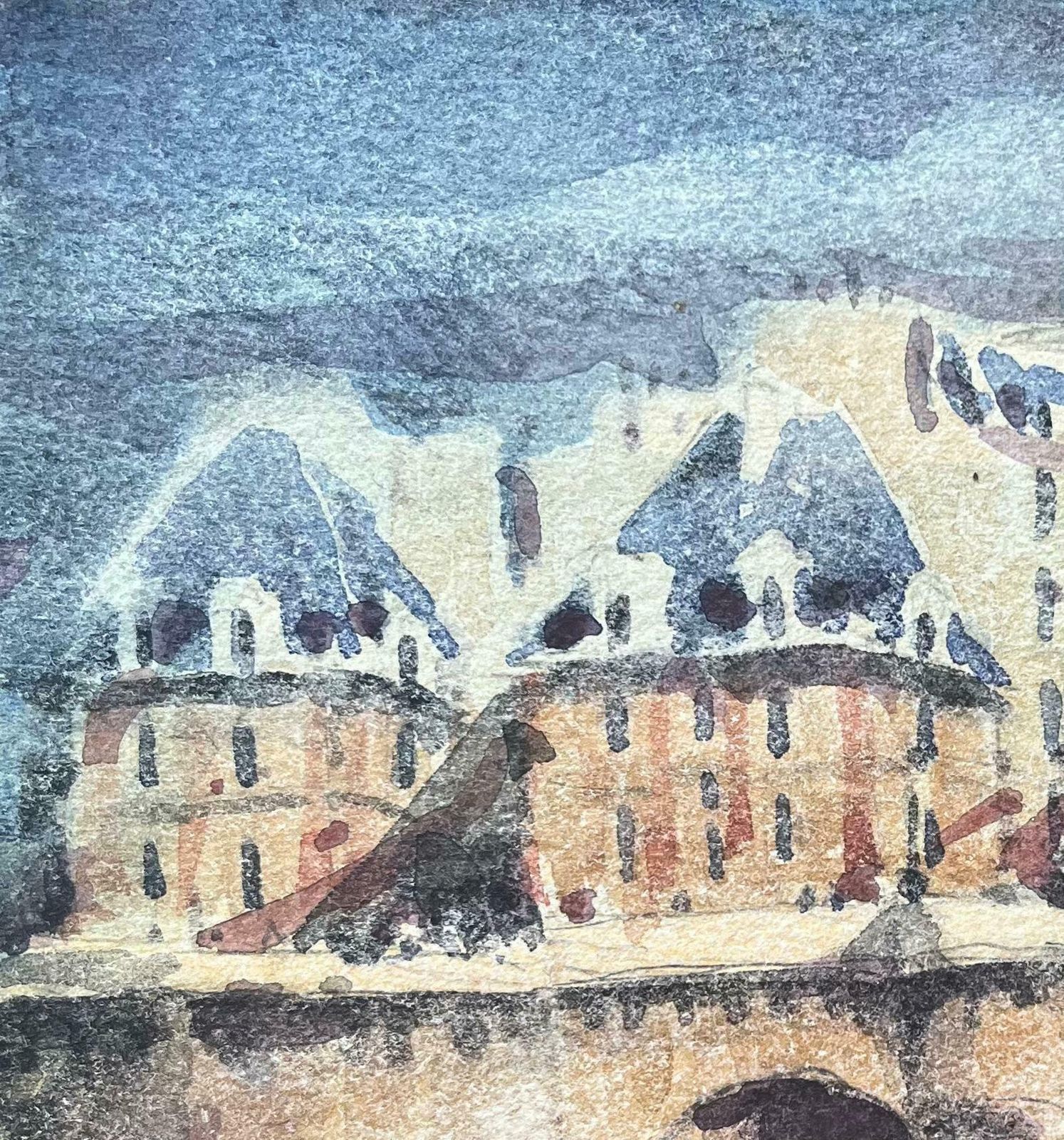 Maurice Mazeiliefrench Impressionist Watercolor Of Parisian Bridge Scene2019 photo for sale