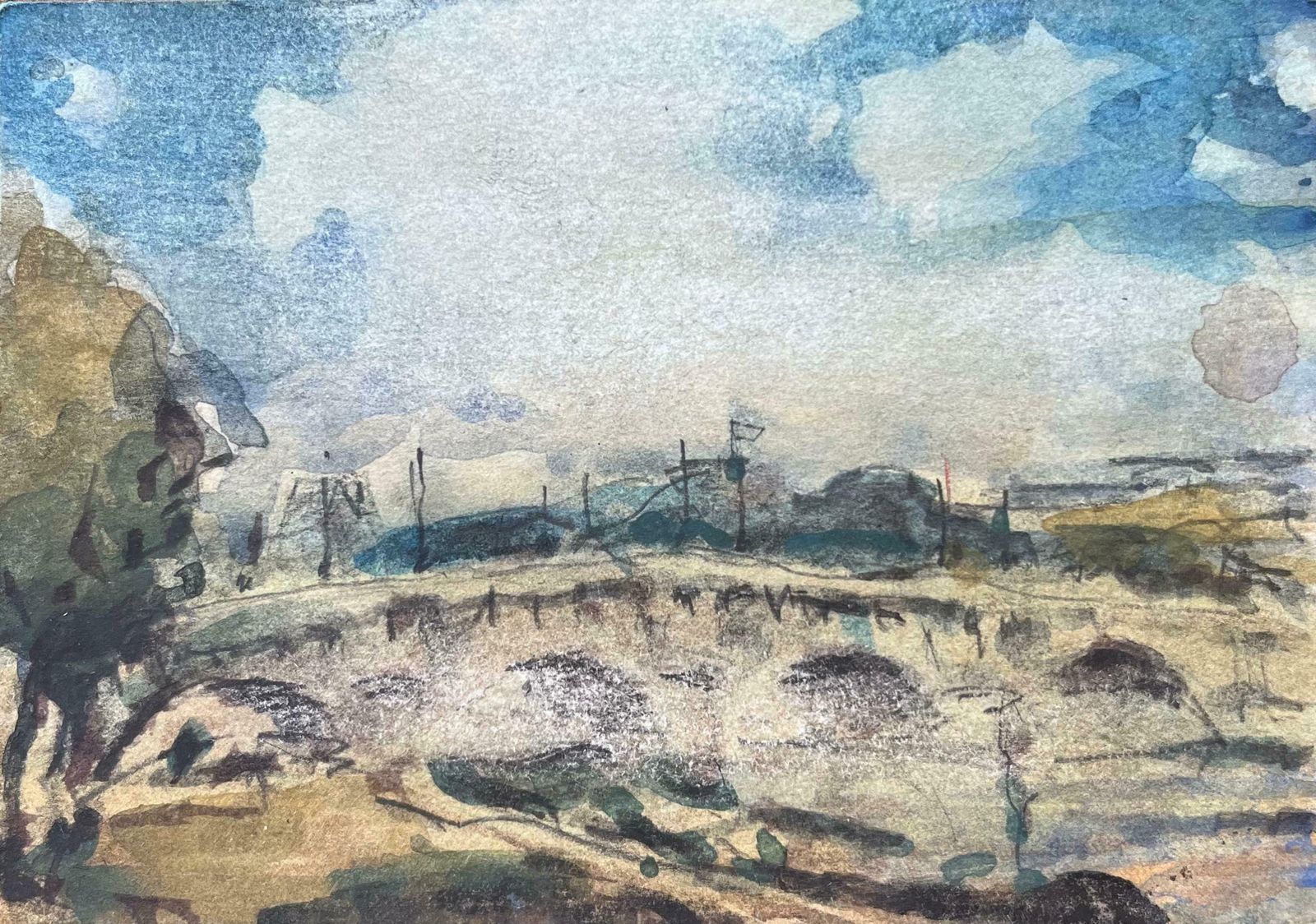 Maurice Mazeiliefrench Impressionist Watercolor Of Pont Neuf Parisian Bridge Scene 2014