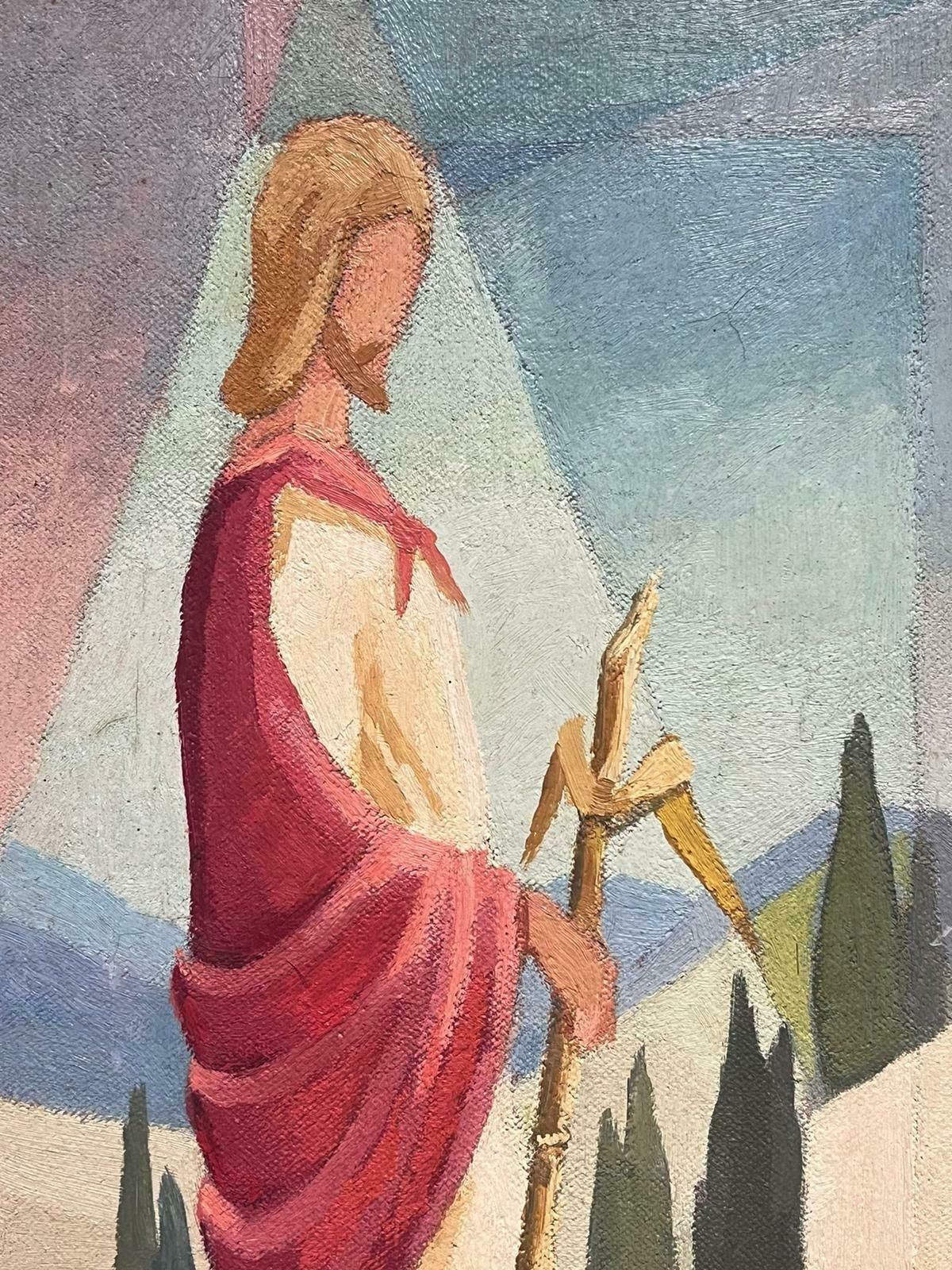 Jean Laforgue1950's French Cubist/ Modernist Oil Painting One Of The Stations Of The Cross 1950's photo Art