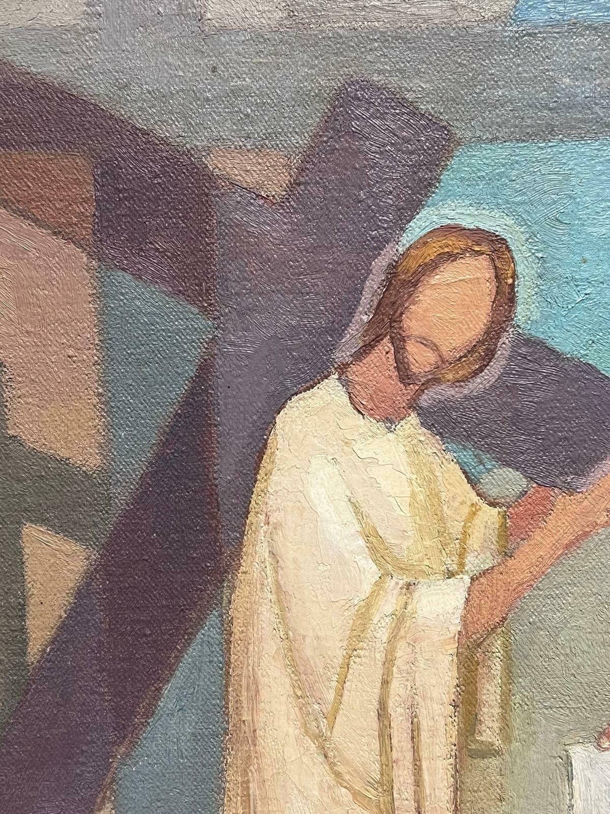 Jean Laforgue1950's French Cubist/ Modernist Oil Painting One Of The Stations Of The Cross 1950's photo for sale