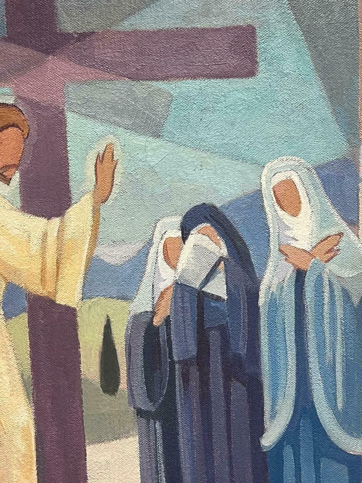 Jean Laforgue1950's French Cubist/ Modernist Oil Painting One Of The Stations Of The Cross 1950's photo for sale