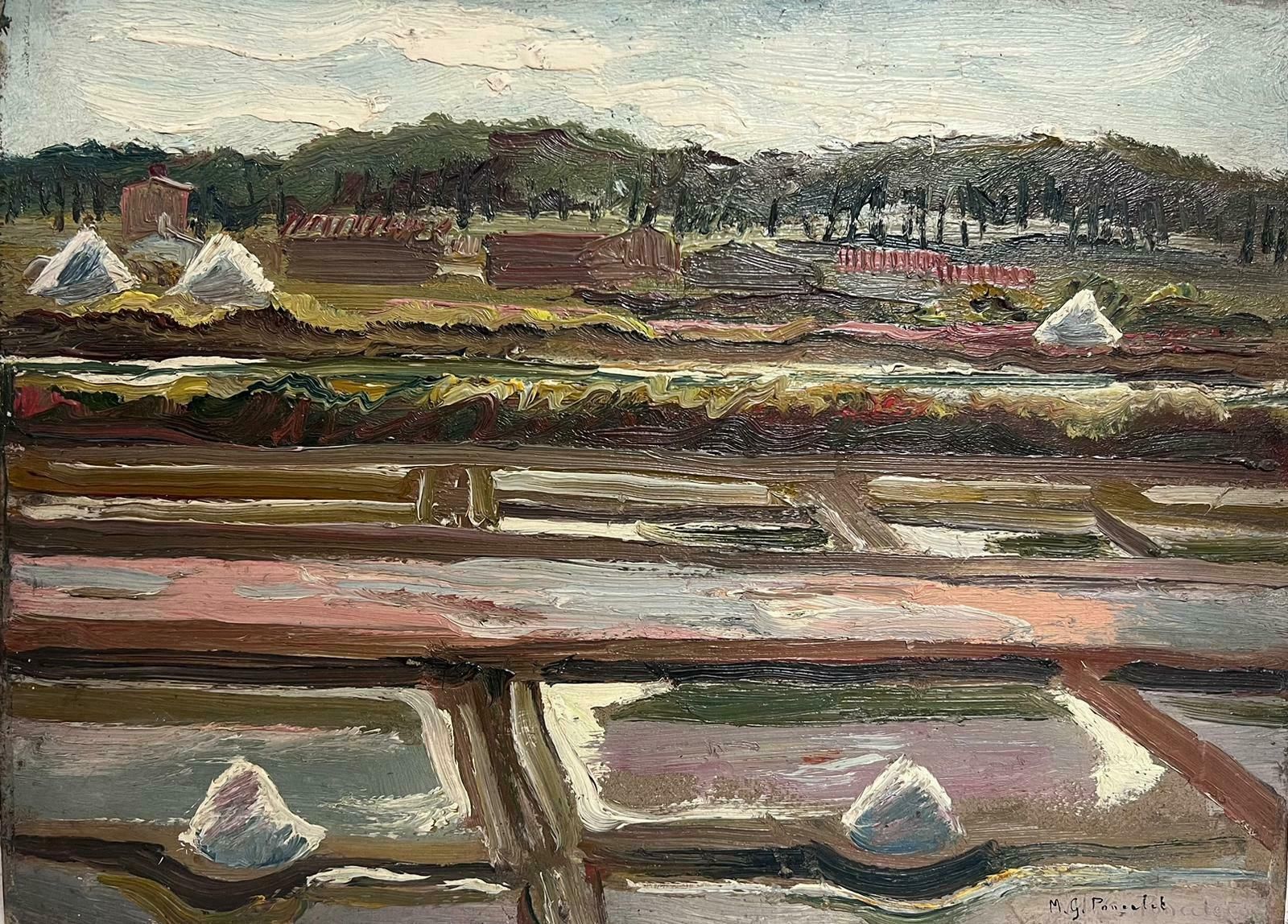 Maurice Georges Ponceletfarm Fields In Landscape Signed 1900's French Impressionist Oil Painting1900's