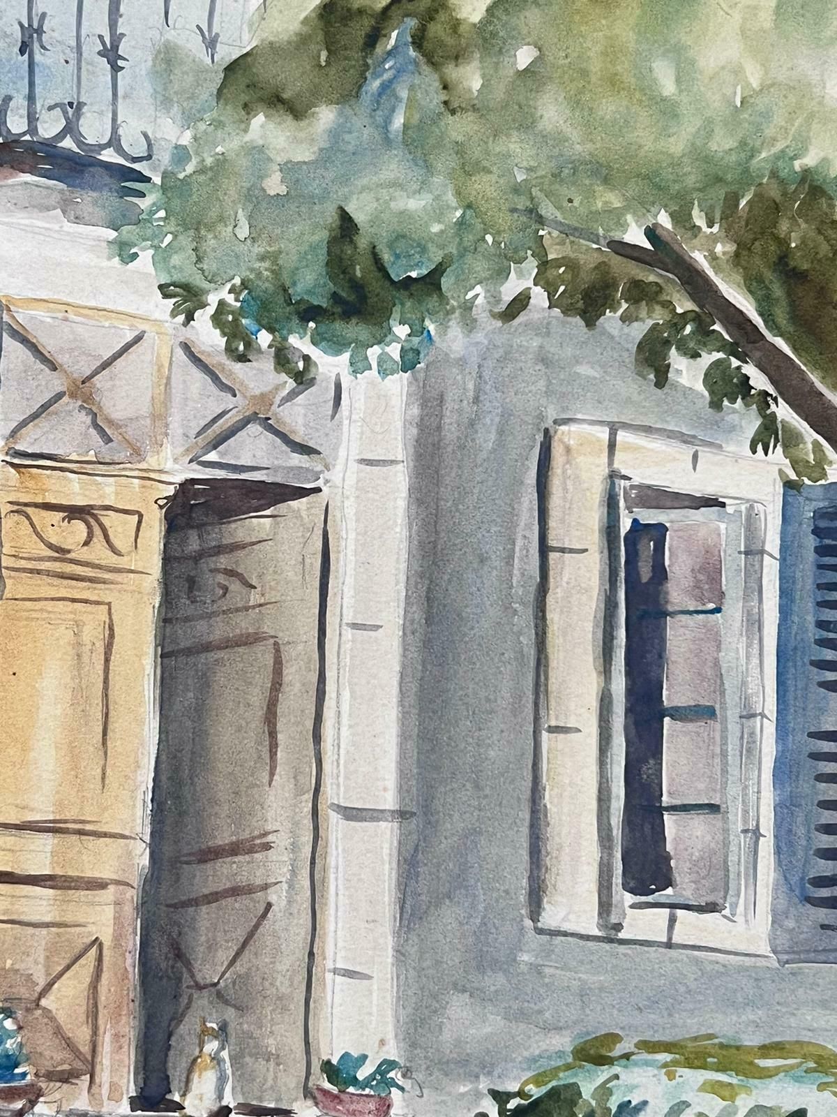 Jean Laforguemid 20th Century French Painting Cat Waiting At Chateau Door photo for sale
