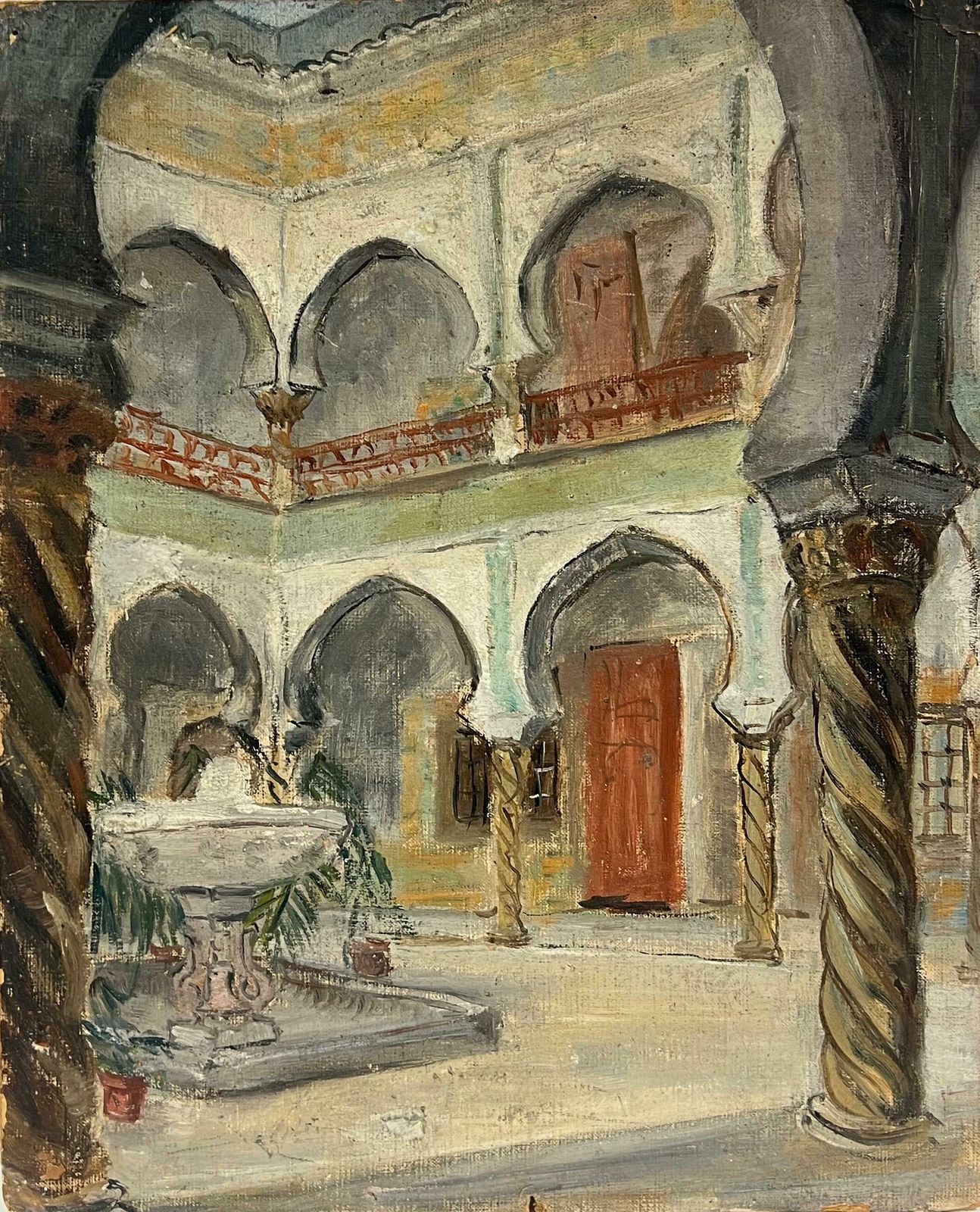 Simone Forge1930's French Impressionist Courtyard With Arched Colonnades And Fountain19th Century