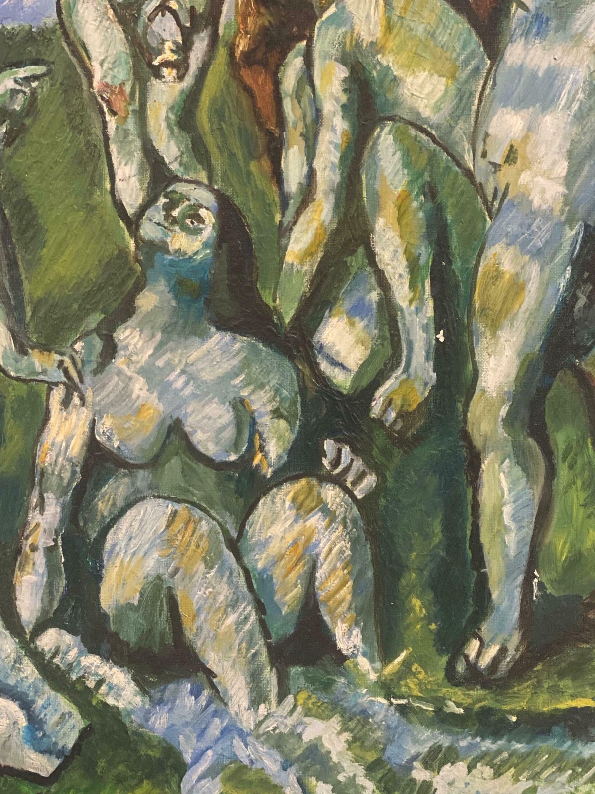 French Expressionistlarge French Expressionist Oil Painting Nude Bathers In Woodlandmid Century photo Art