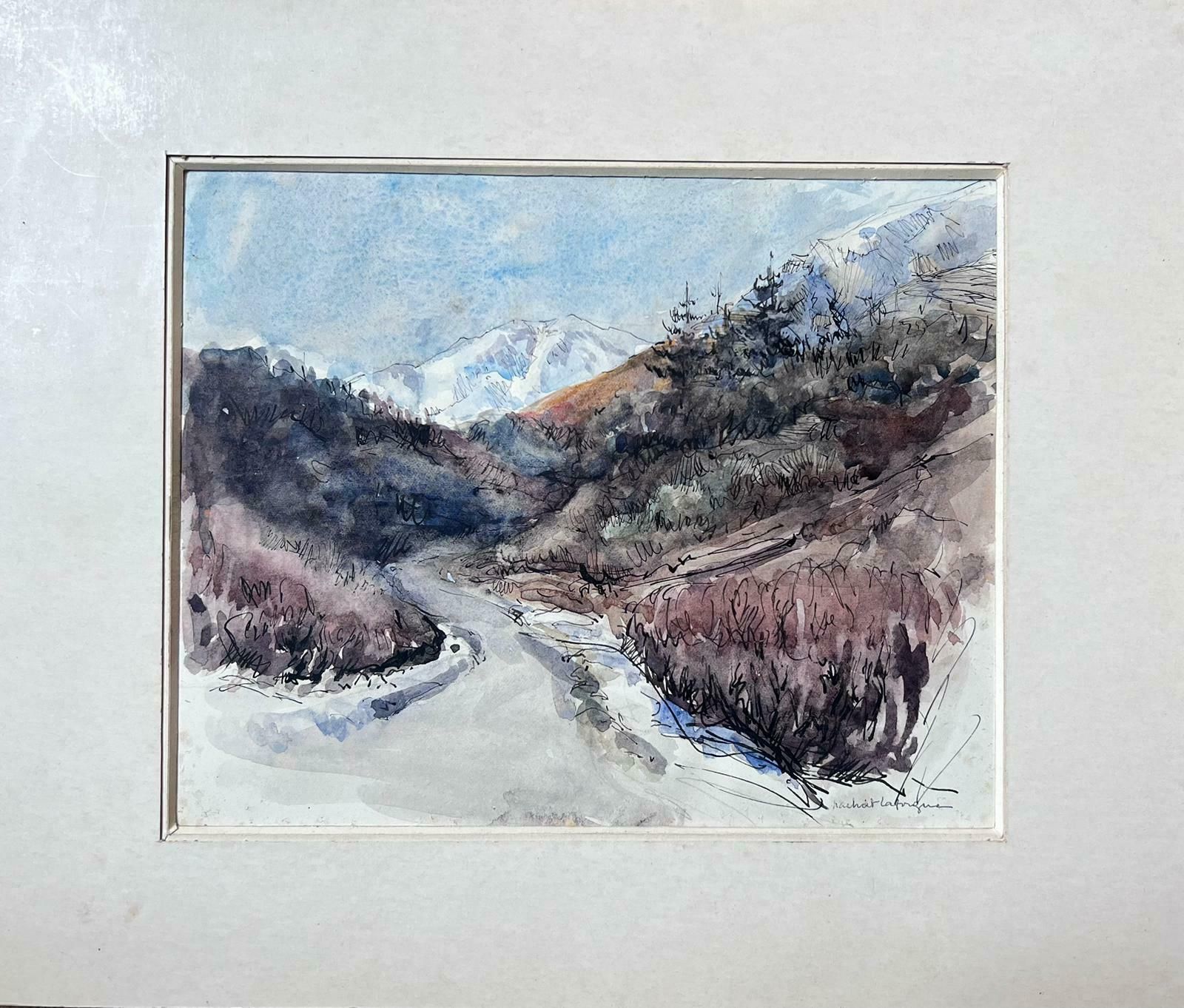Jean Laforguemid 20th Century French Signed Painting Track Leading To Snowy French Alps photo furniture