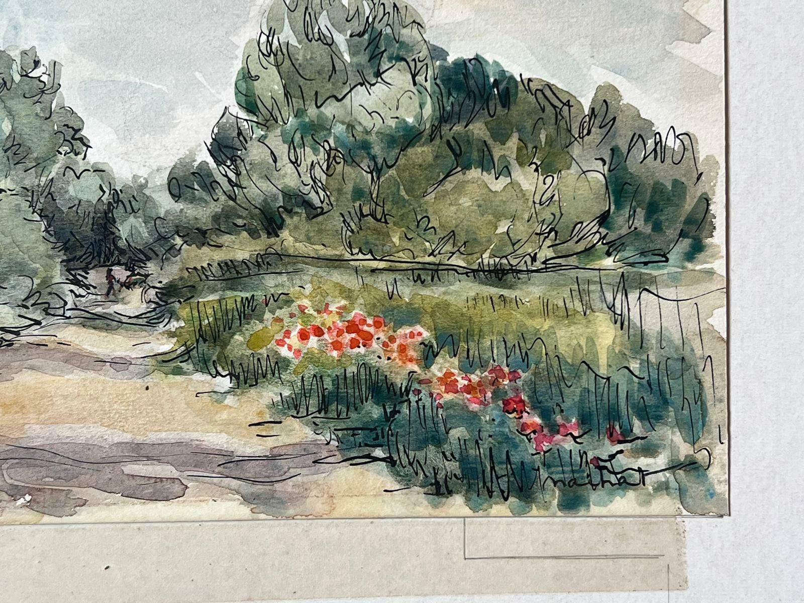 Jean Laforguemid 20th Century French Watercolour Signed Painting Down The Summer Track photo furniture
