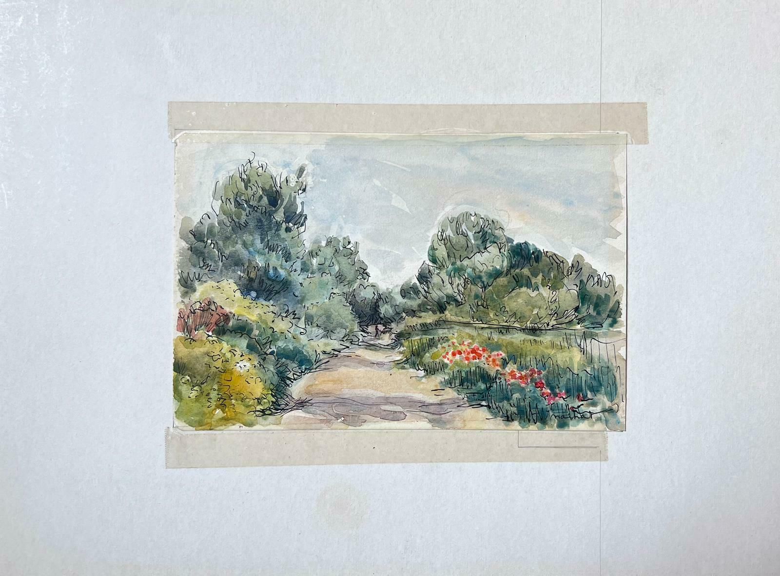 Jean Laforguemid 20th Century French Watercolour Signed Painting Down The Summer Track photo for sale
