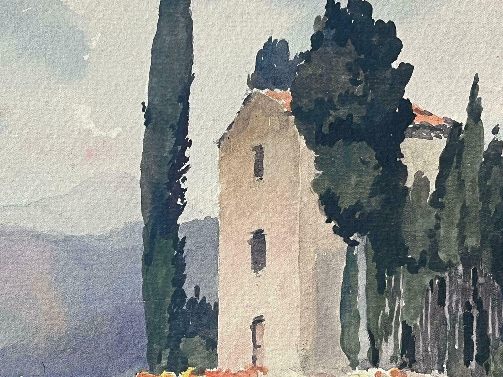 Jean Laforguemid 20th Century French Post Impressionist Signed Painting Provence Chateau photo furniture