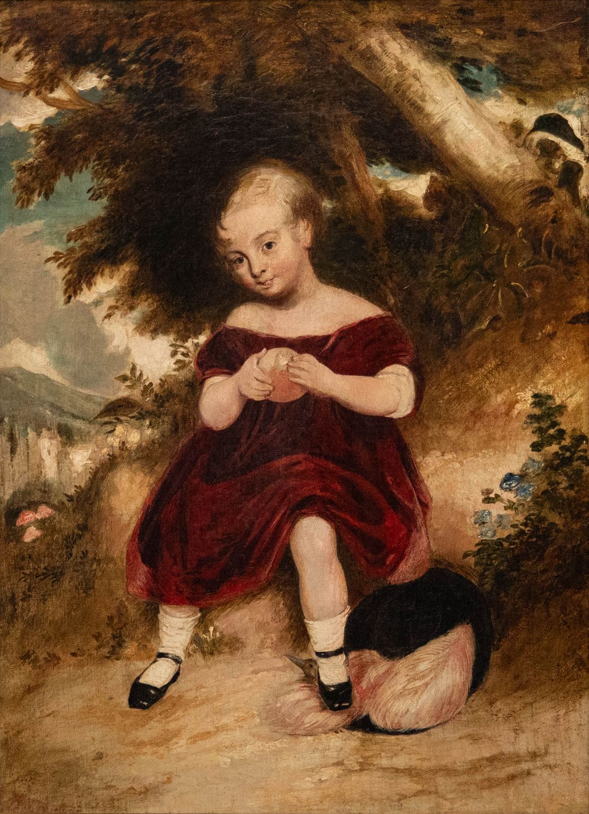 Folk Art  1876 Oil Girl In The Woods photo furniture