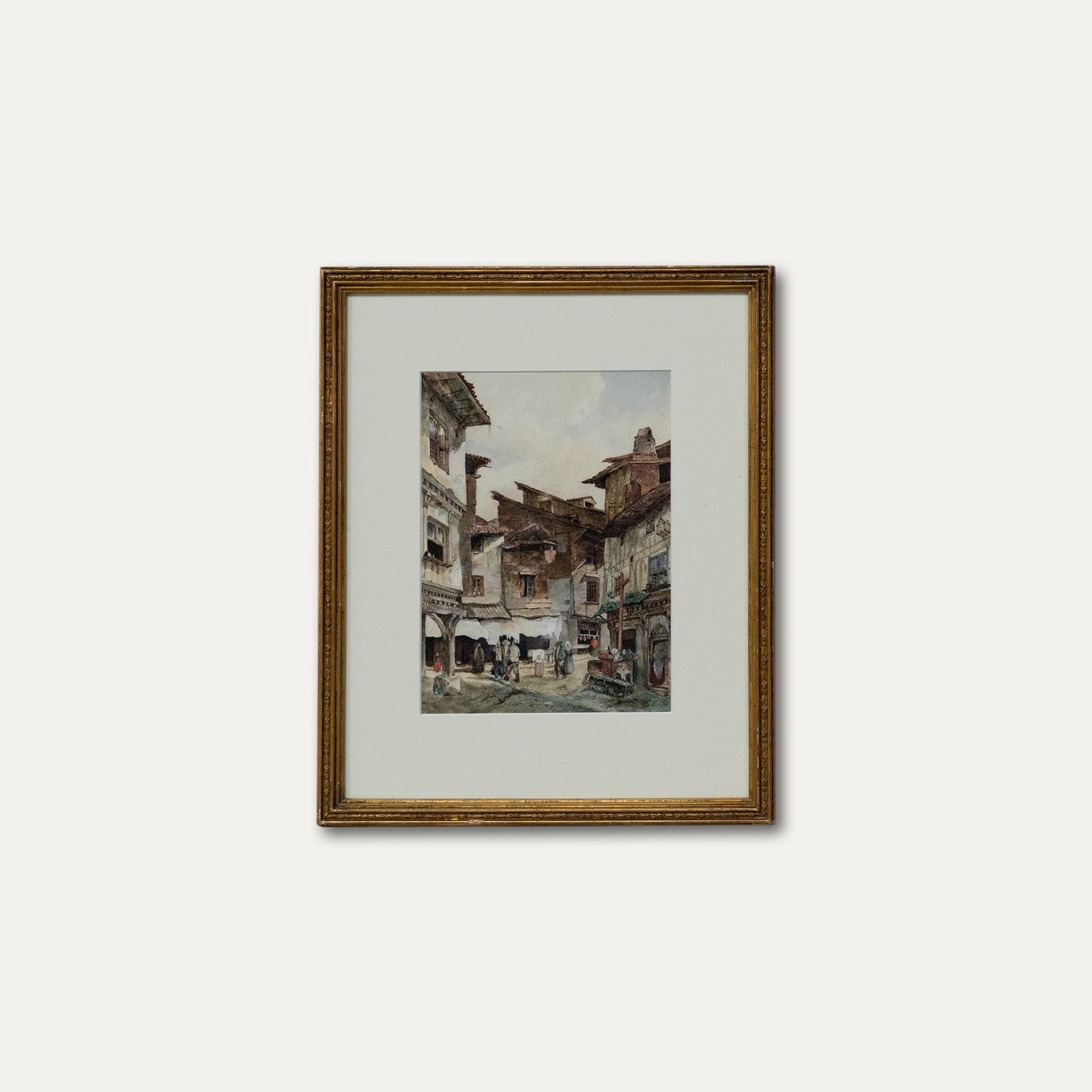 Jean Marie Oscar Gue (1809 1877) 1832 Watercolour, Busy Town Scene photo buy