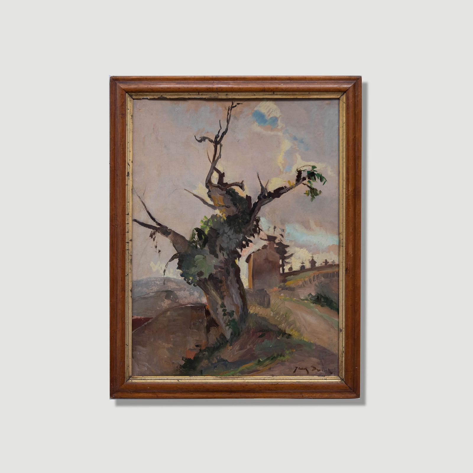 Jean Dulac (1902 1968) Framed Mid 20th Century Oil, The Old Walnut Tree photo vintage