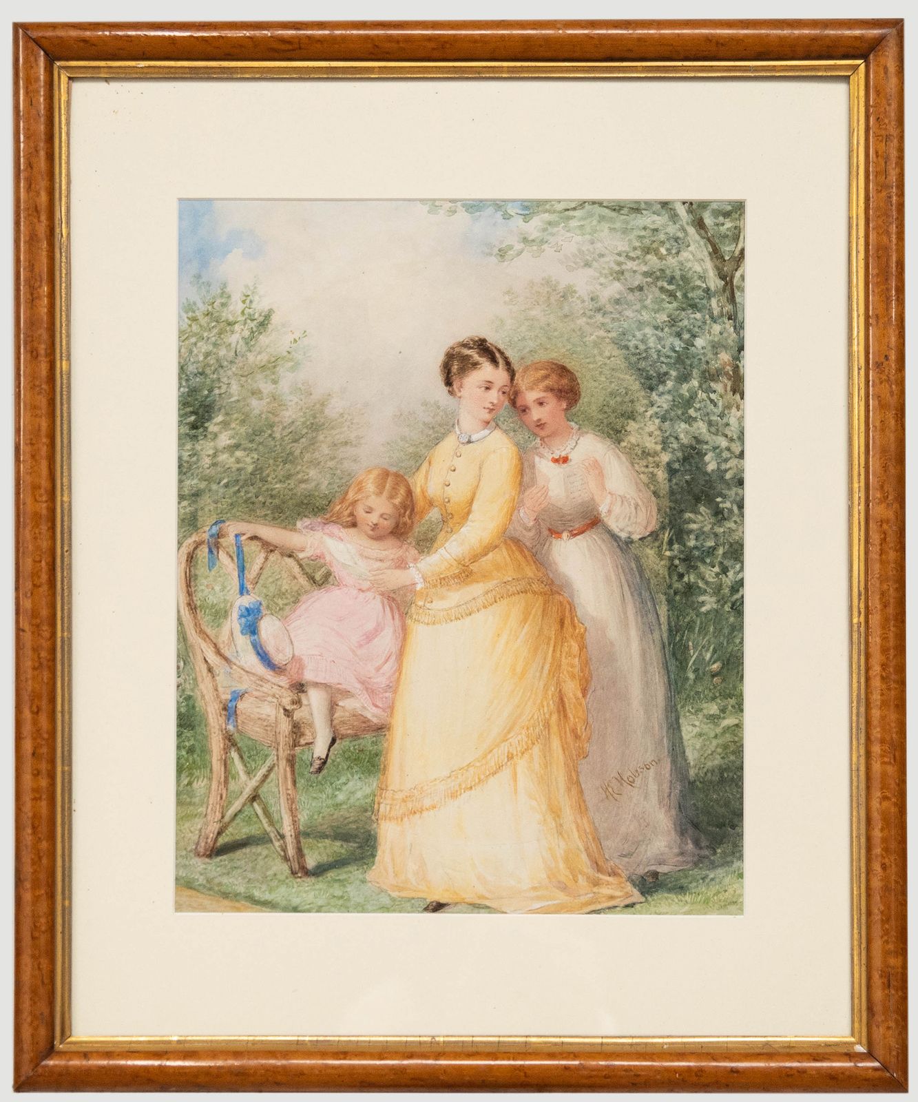 Henry Edrington Hobson (1820–1881) Mid 19th Century Watercolour, Summer Garden
