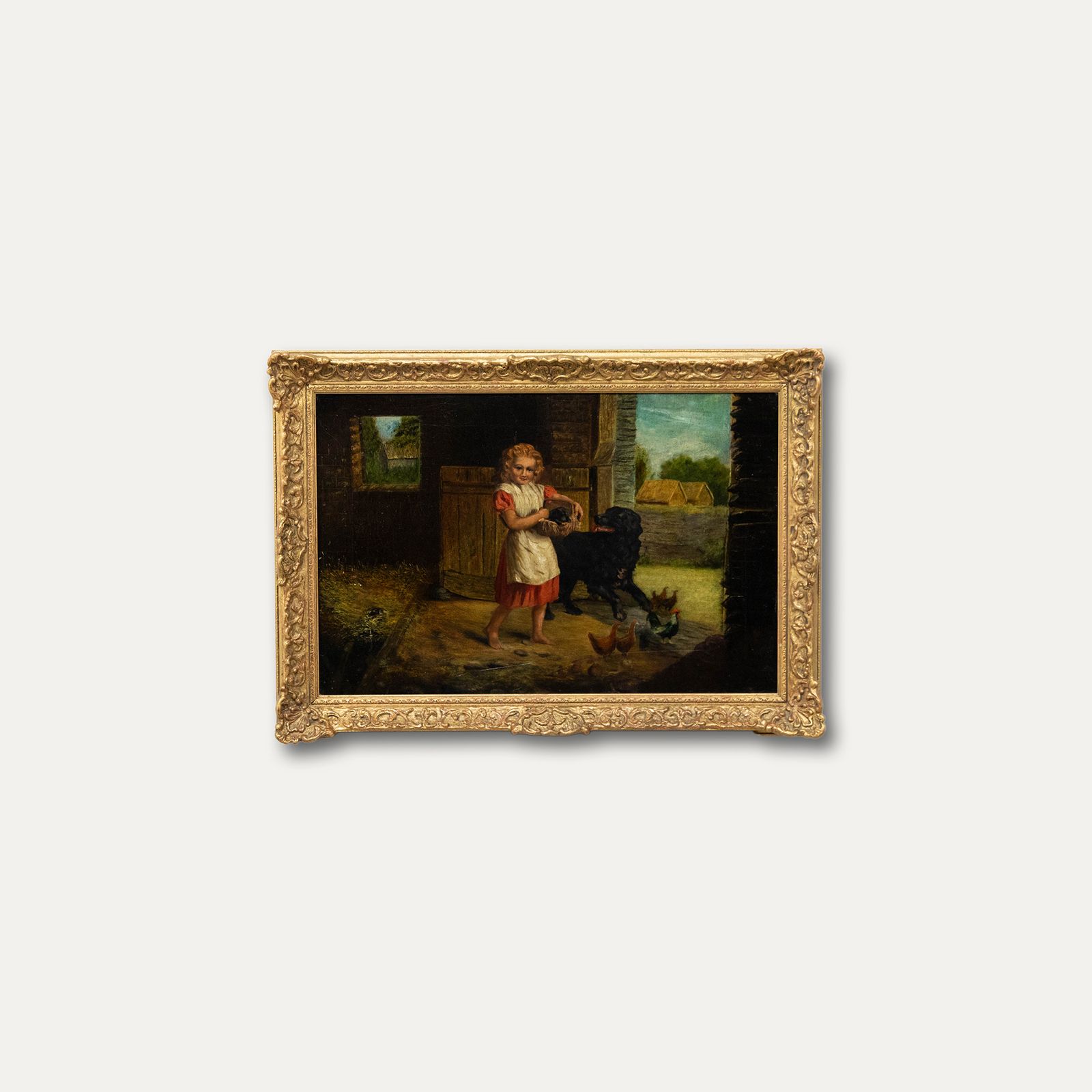 Late 19th Century Oil A New Puppy photo vinterior