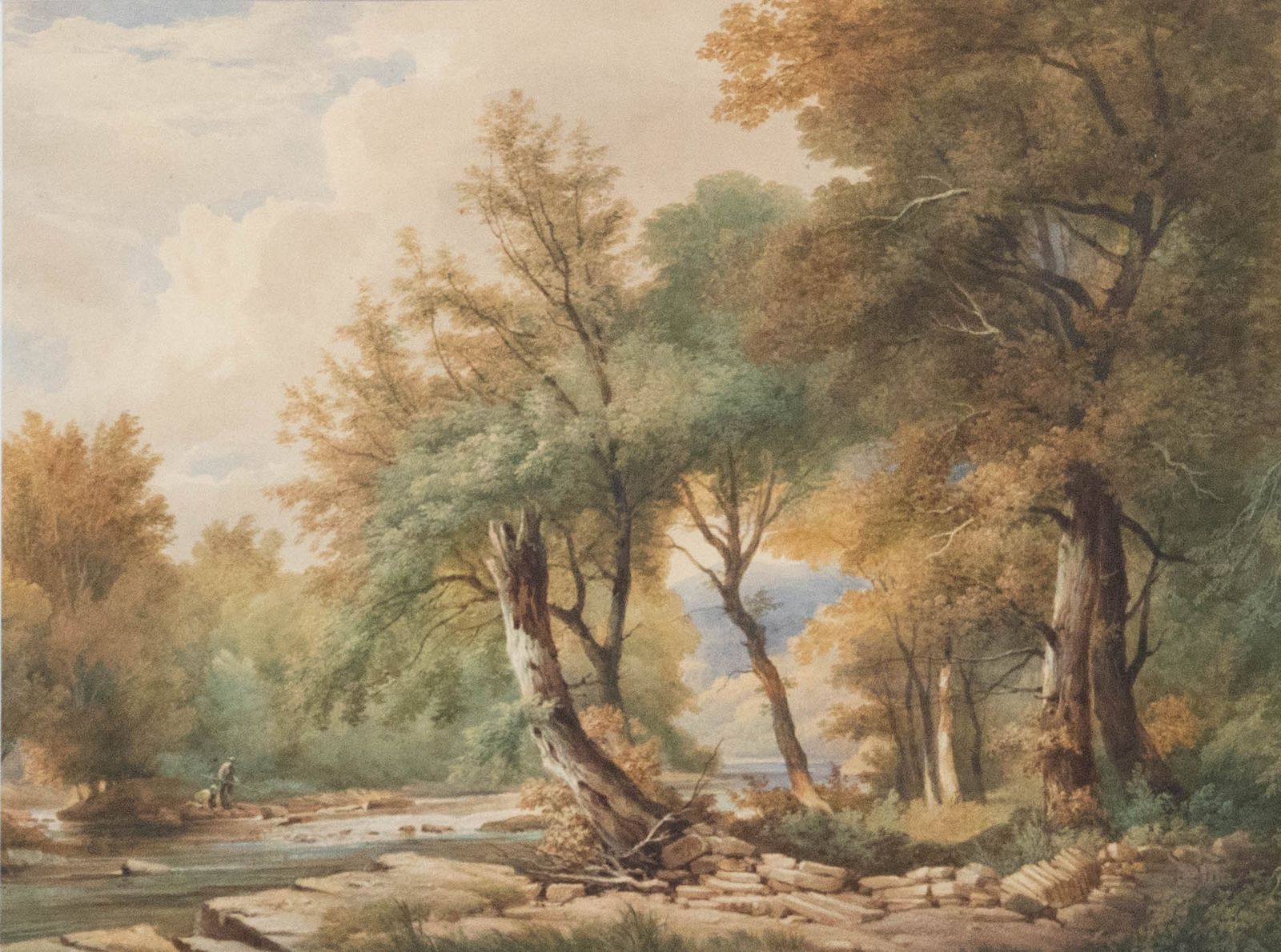 Framed English School Mid 19th Century Watercolour The Fishing Trip photo furniture
