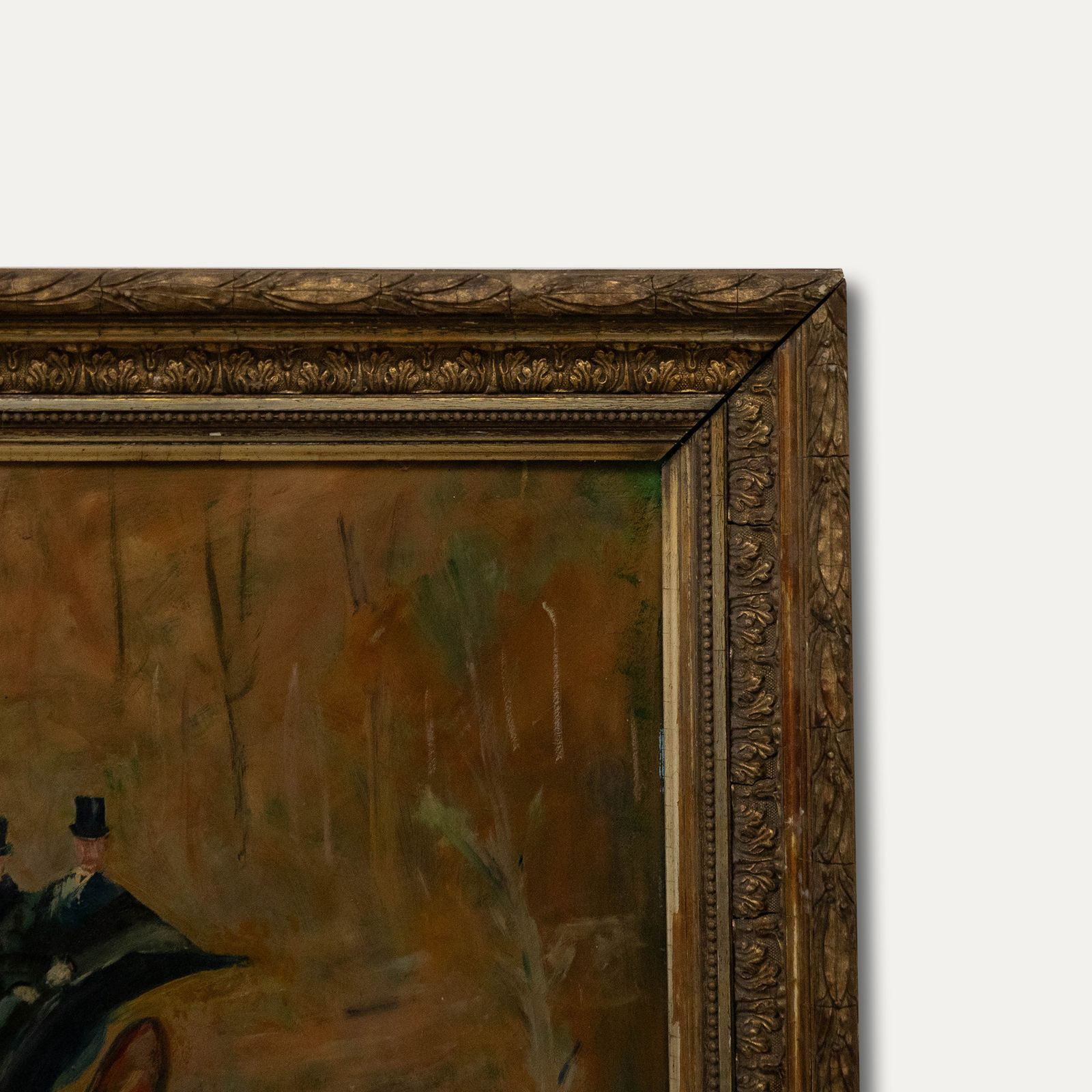 Framed Mid 20th Century Oil Gentlemen In A Horse Drawn Phaeton photo 338.0