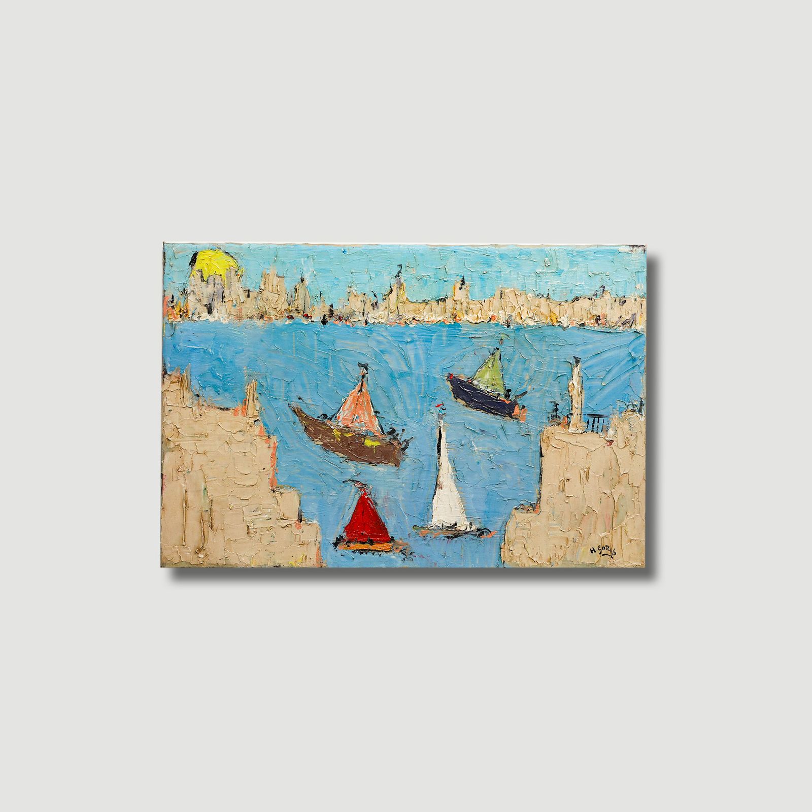 Follower Of Henryk Gotlib  1967 Oil, Leaving The Harbour photo vintage