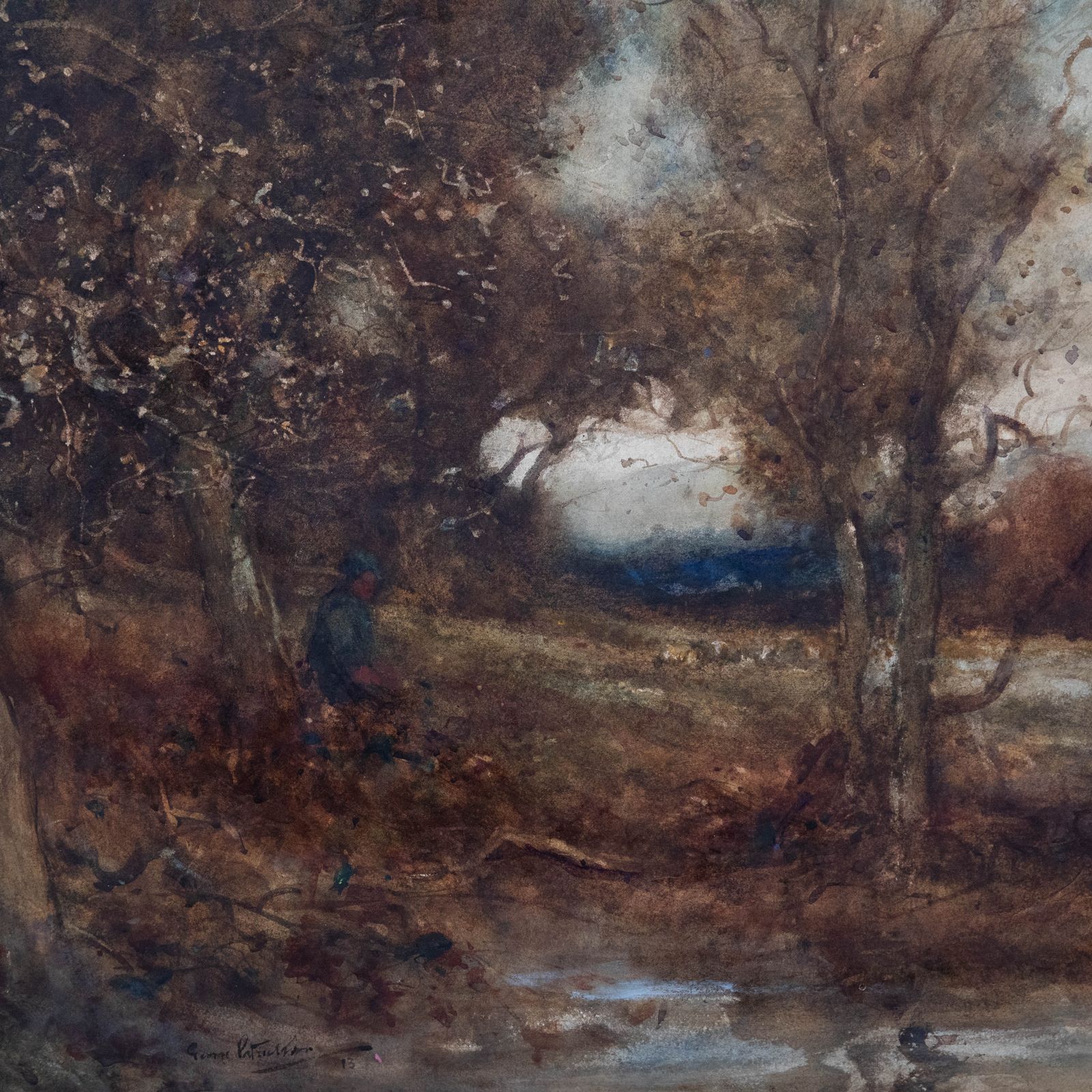 George Patrickson (1884 1916) 1913 Watercolour, Angler In The Woods photo Art