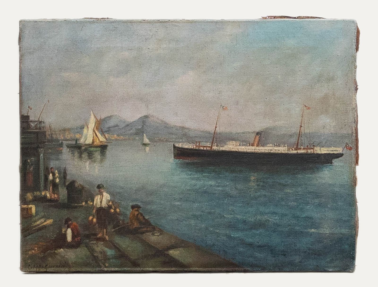 Giovanni Ciappa 19th Century Oil, The Bay Of Naples photo furniture