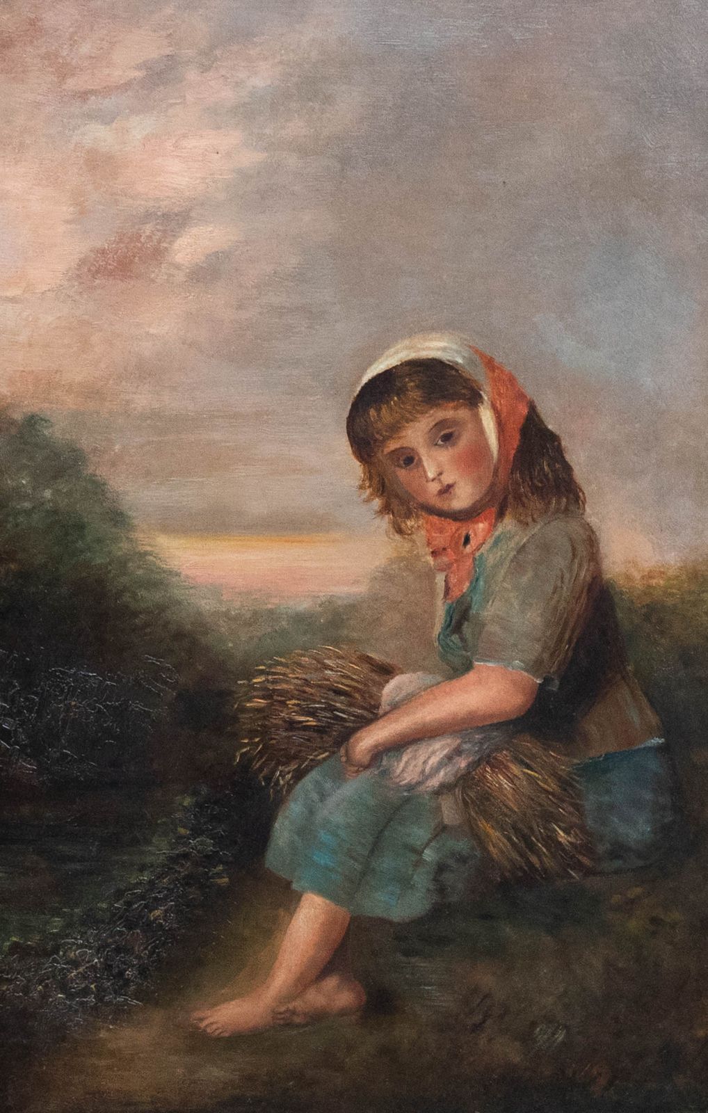 Continental School  Early 20th Century Oil Girl With A Wheat Sheaf photo furniture