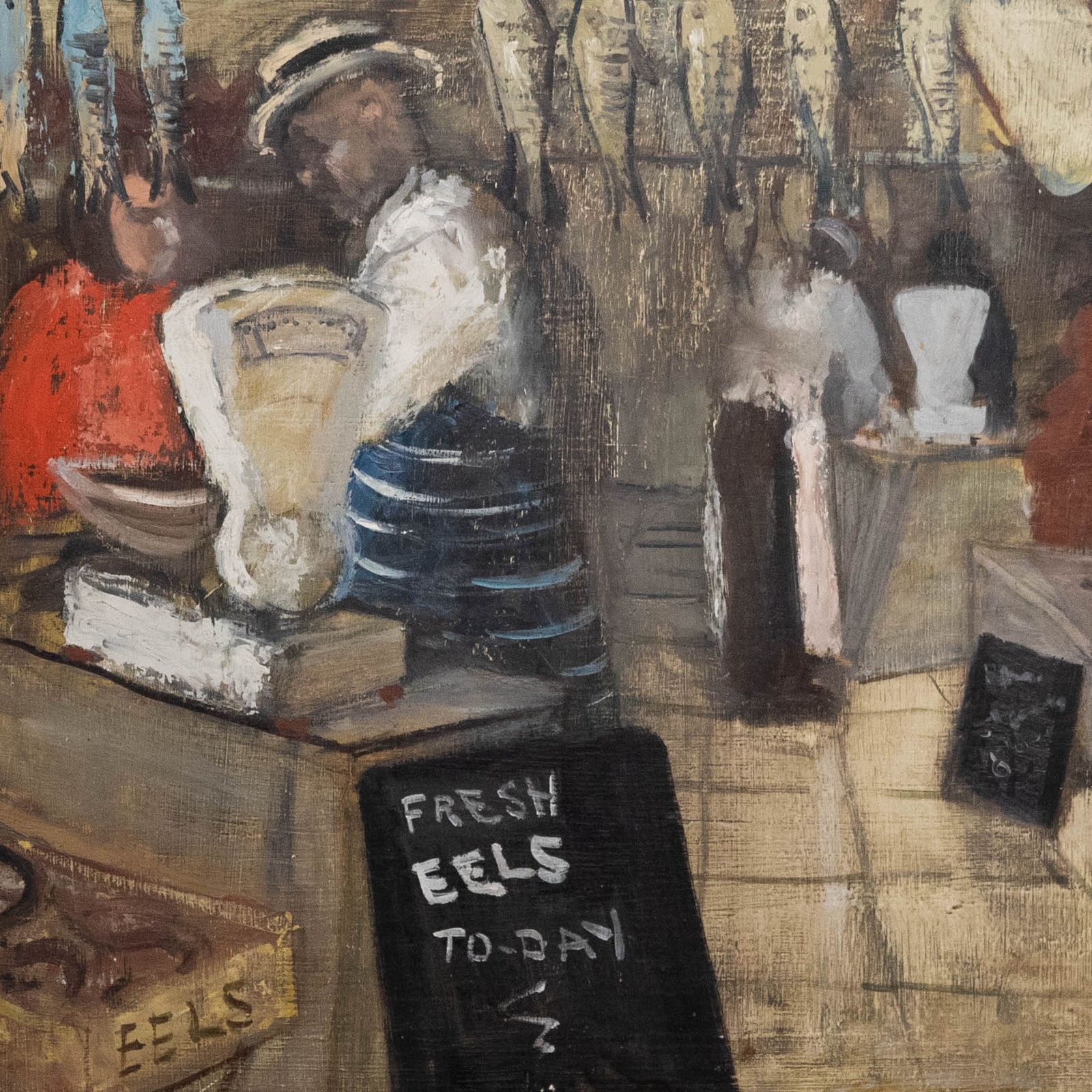 Edna S. Rose  1947 Oil, Fresh Eels At The Fish Market photo Art