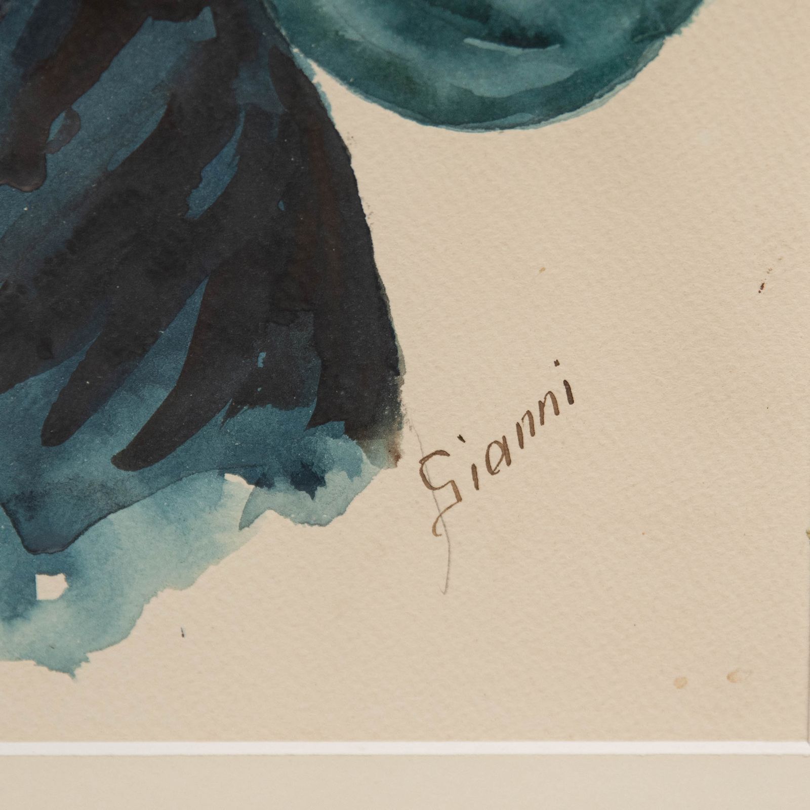 Gianni Italian School 20th Century Watercolour, Portrait Of A Man With Pipe photo vinterior