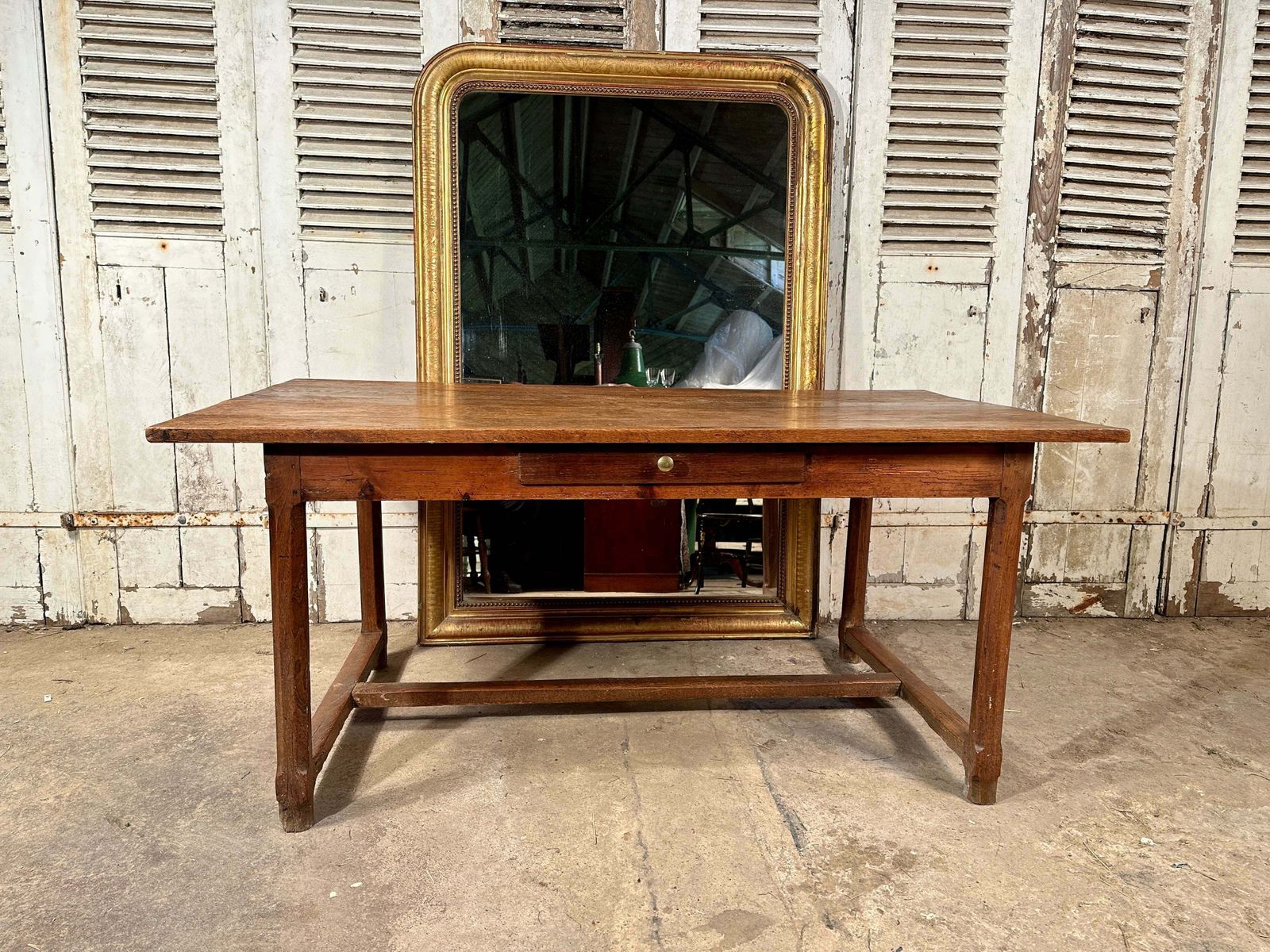 Antique French Provincial Farmhouse Elm Kitchen Table Circa 1840 photo furniture