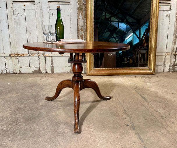 Furniture Antique Georgian Country House Oak “Bird Cage” Tilt Top Wine Table Circa 1780 photo