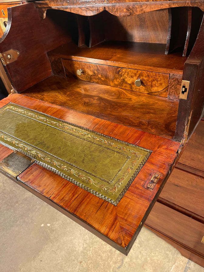 An Exceptional Georgian Gentleman’s Flame Mahogany Campaign Secretaire Chest Of Drawers Circa 1830 photo vintage