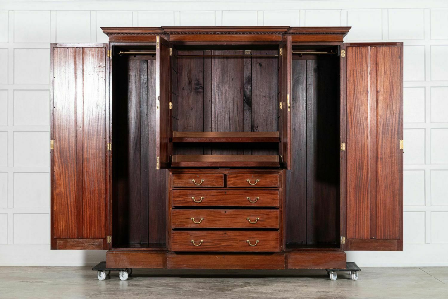 Large English 19thc Mahogany Triple Wardrobe   photo Furniture