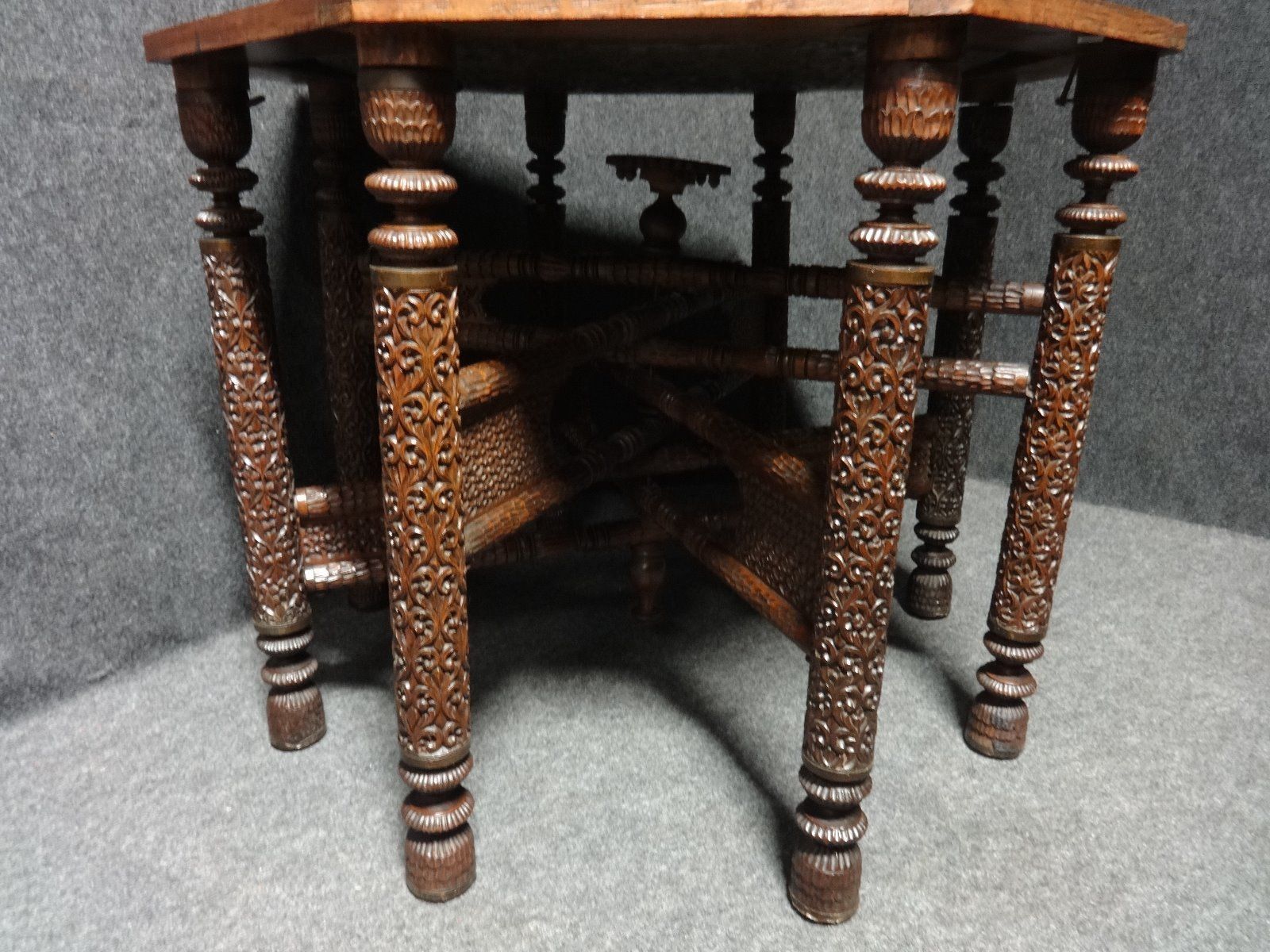 Good Carved Islamic Table With Brass Center photo buy