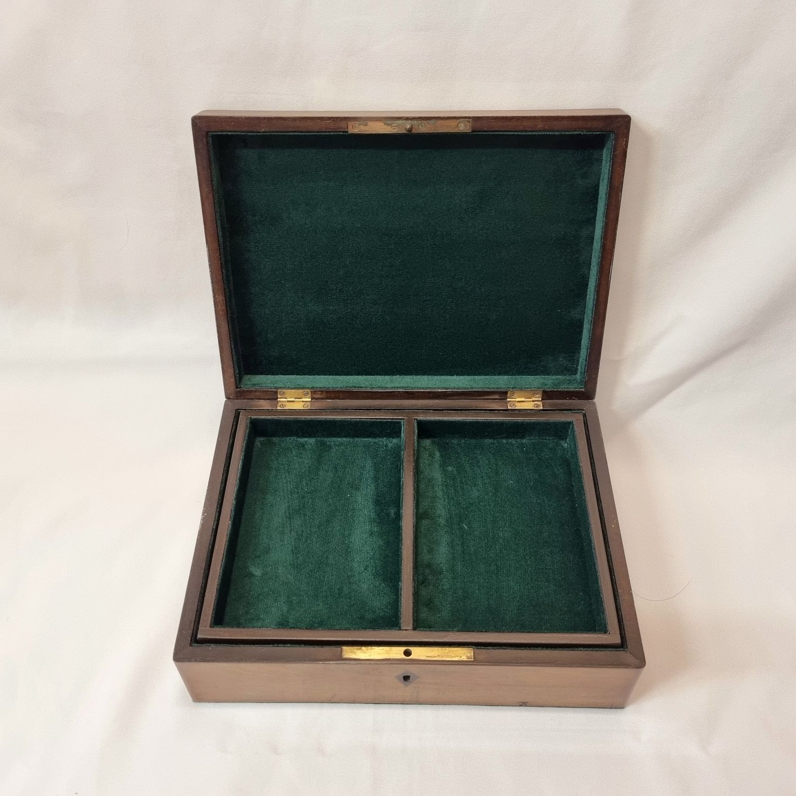 An Antique Walnut Trinket / Jewellery Box With Exceptionally Fine Inlaid Marquetry Dedicated In Memoriam To A Marquis And A Velvet Interior. photo for sale