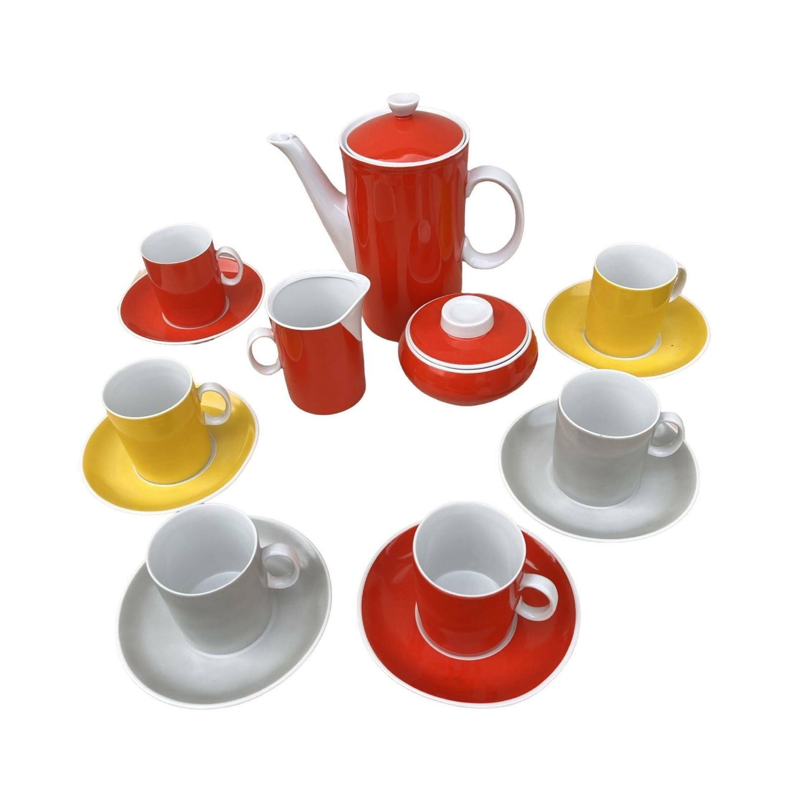 Coffee Service For 6 People, Milo Designed By A. Sadulski, Karolina Table Porcelain Plant, photo vintage