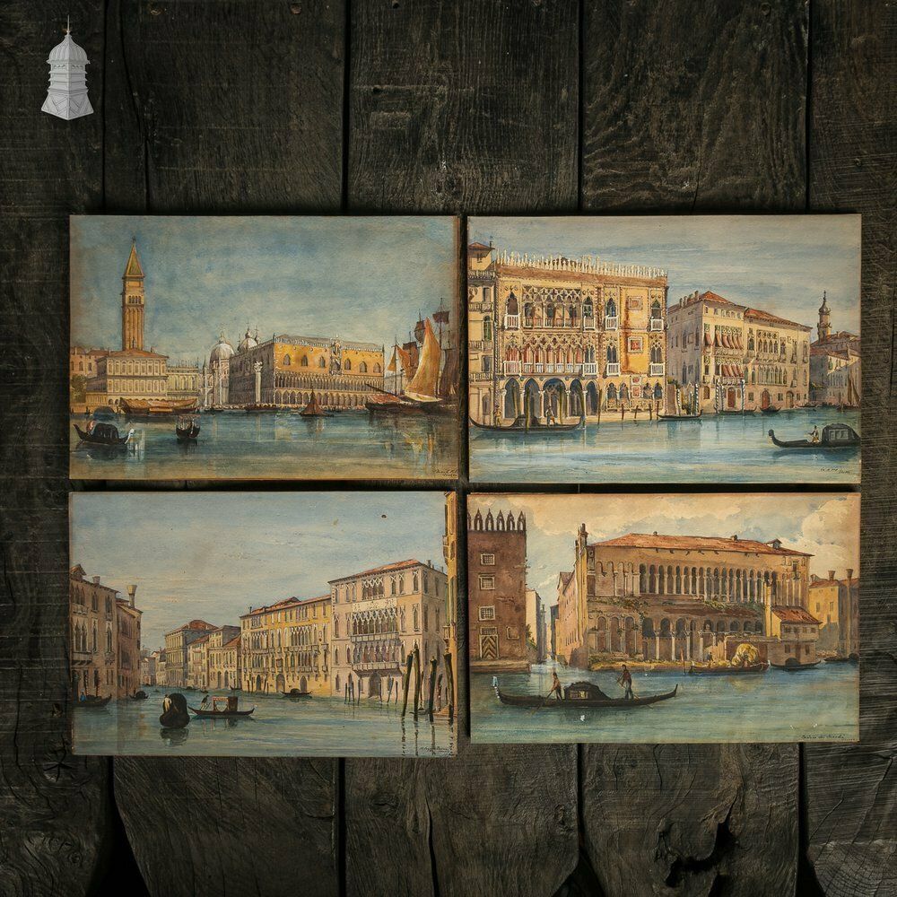 Venetian Watercolour Paintings, Set Of 4