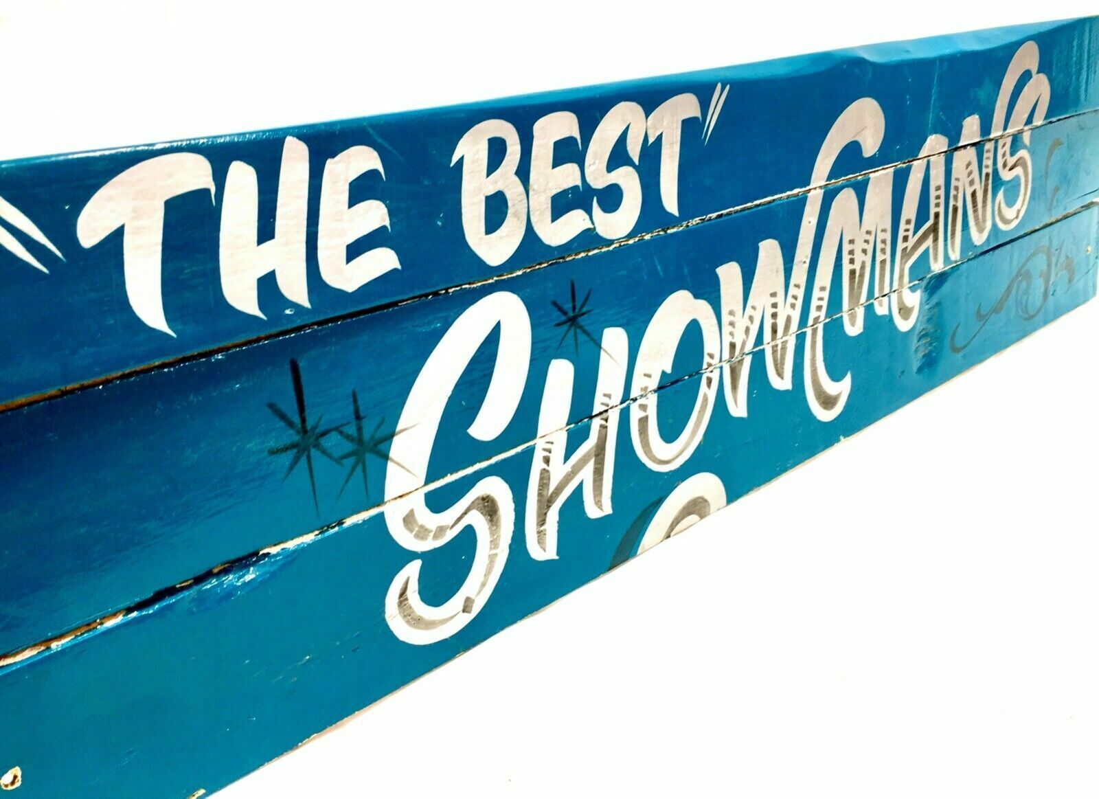 Vintage Large Wall Hanging Fairground Sign The Best Showman's / Paint On Board photo 85.0