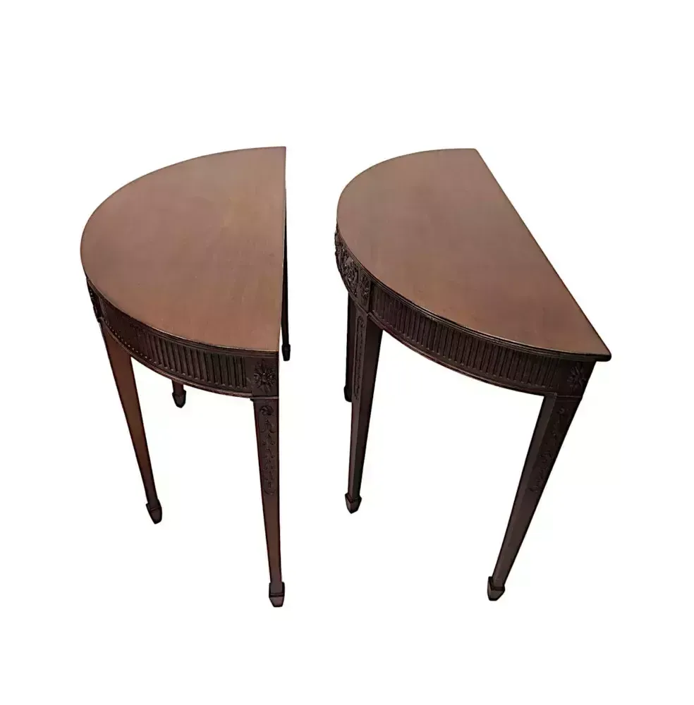 A Very Rare Pair Of Late 19th Century Adams Design Demi Lune Side Or Console Tables photo Furniture