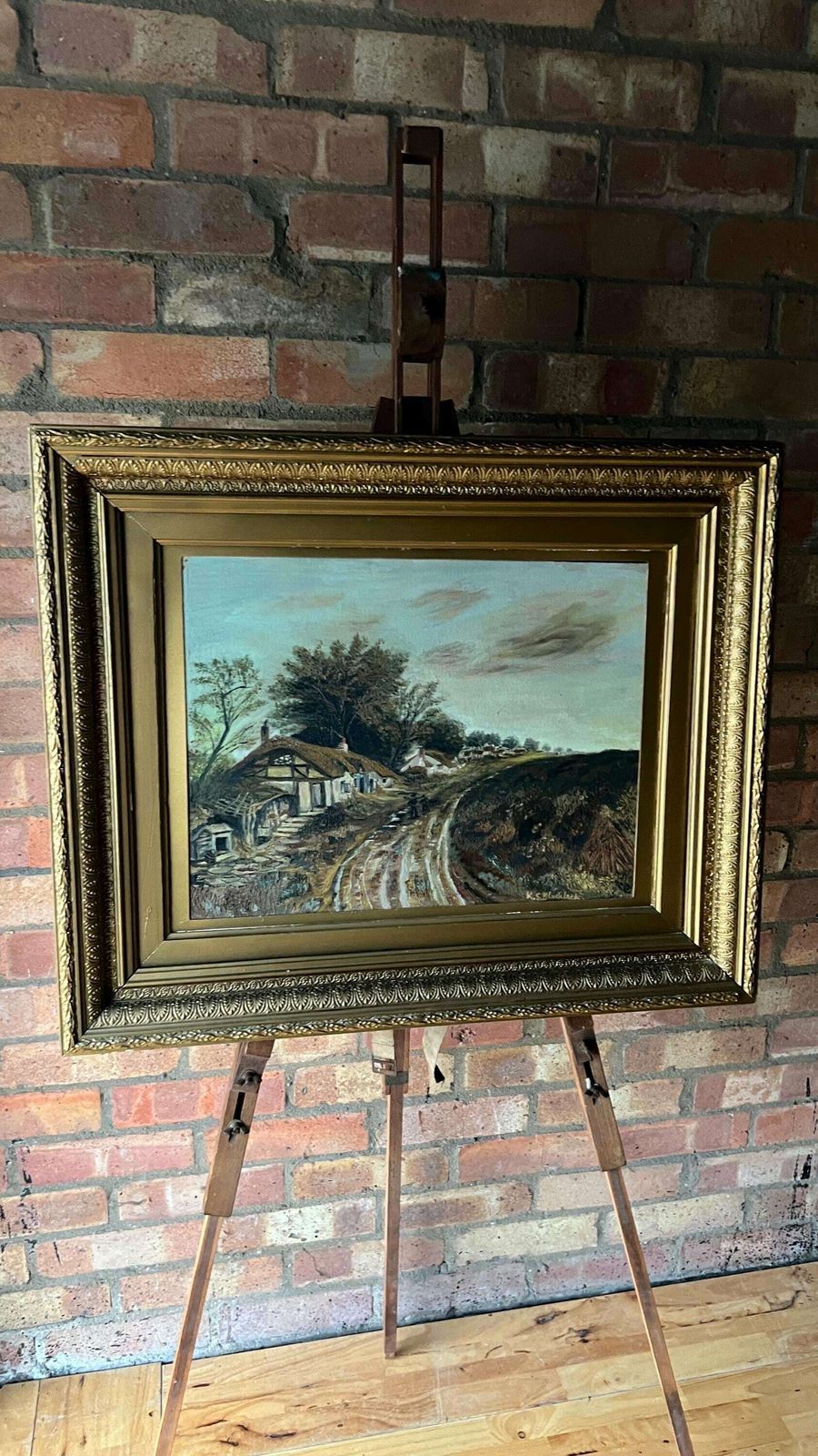 Large Original Antique Early 1900’s Oil Painting By K. S. Blacklock Depicting Cottages