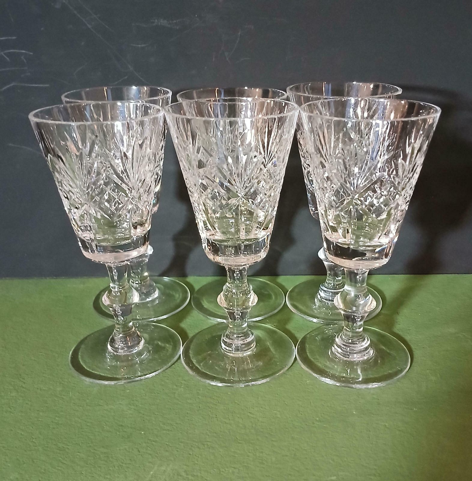 photo furniture A Vintage Set Of 6 Edinburgh Crystal Embassy Pattern Small Wine Or Sherry Glasses, 5 1/4 Inches, 1990s