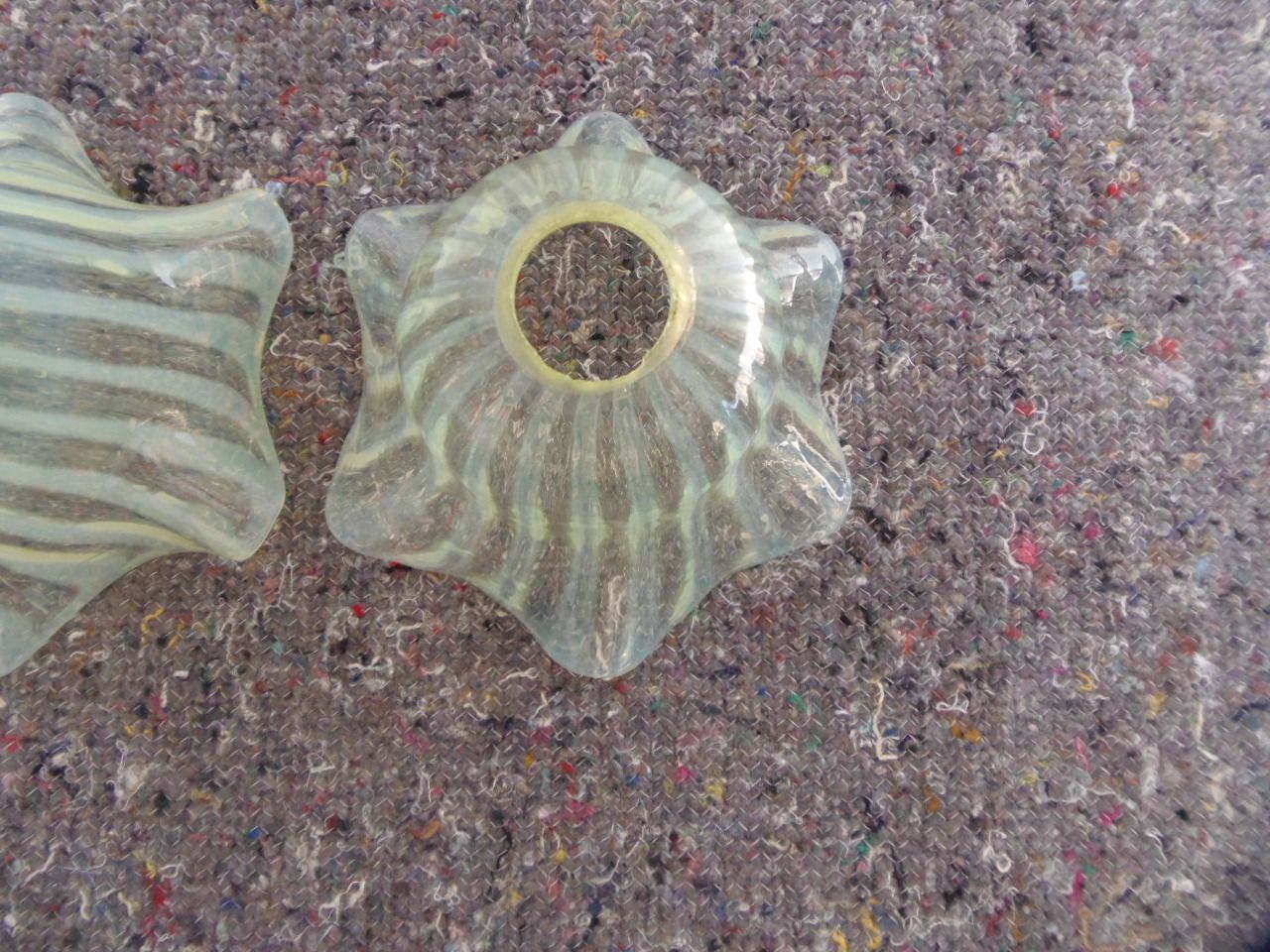 Vaseline Glass Shades .A Pair . photo vintage