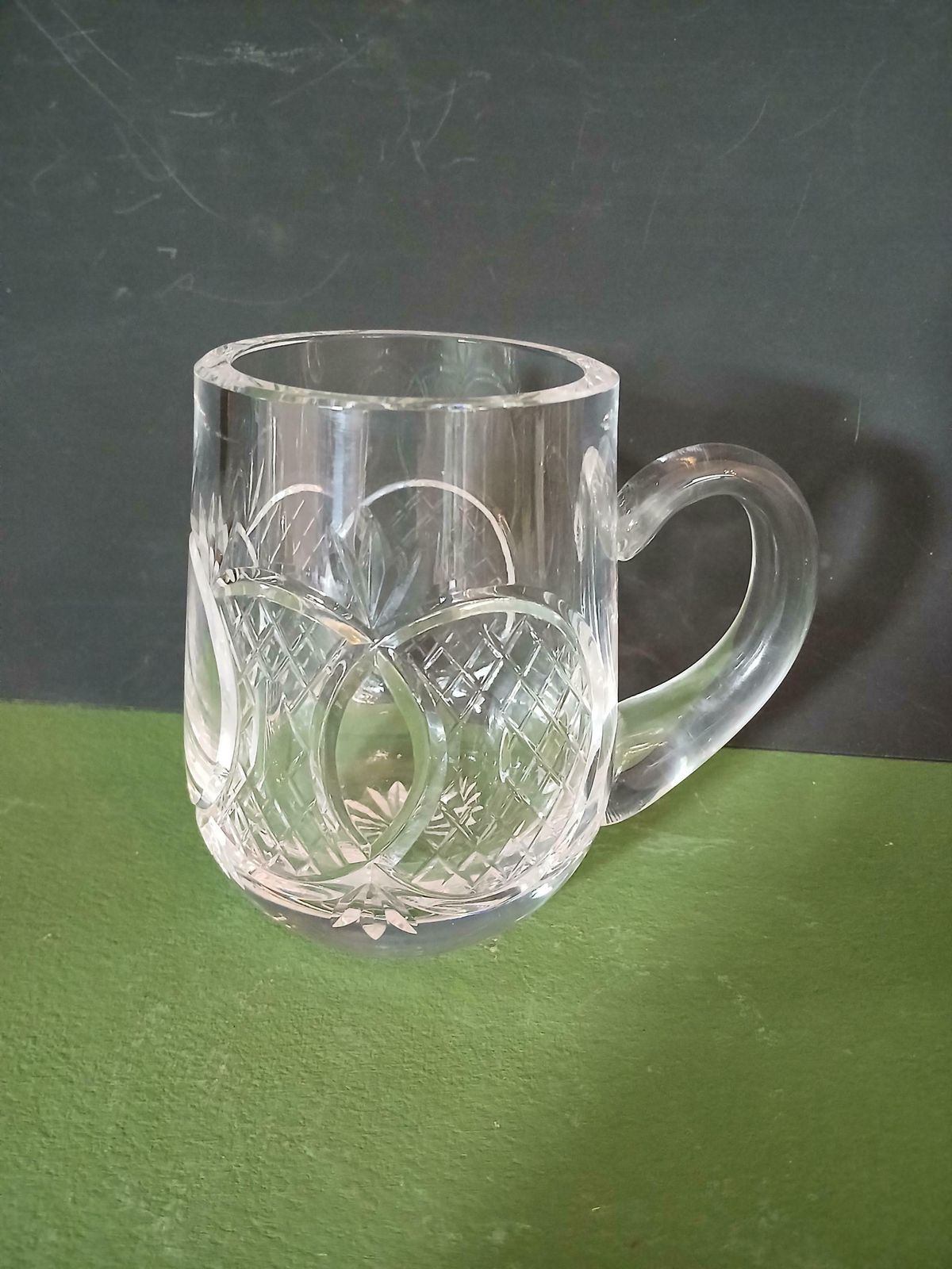 A Vintage Waterford Crystal 14oz Barrel Tankard In Gina Cut, Beautiful Irish Lead Crystal, 1980s photo vintage