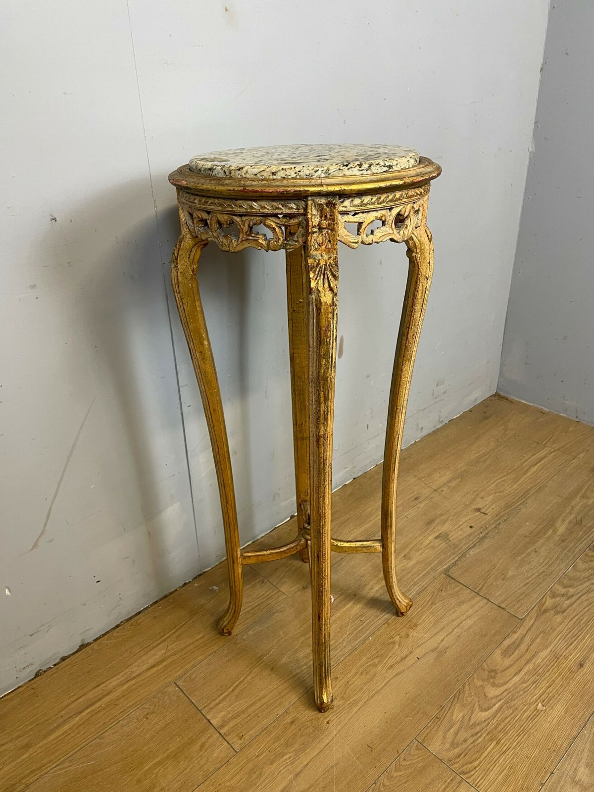 Edwardian Carved Giltwood Marble Topped Torchere photo 335.0