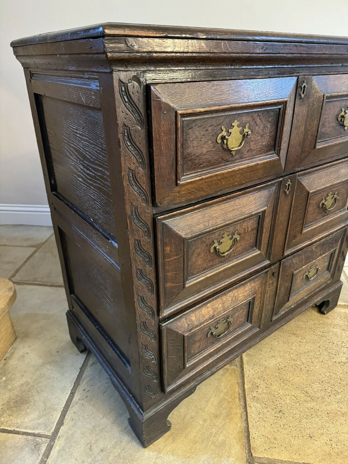 Antique 18th Century Quality Oak Jacobean Chest Of Drawers photo for sale