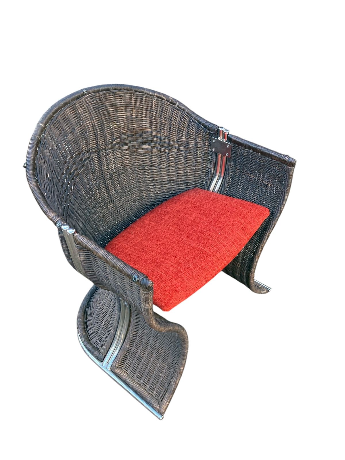 photo furniture Pair Of Late 20th Century Pieff Wicker And Chrome Venus Chairs