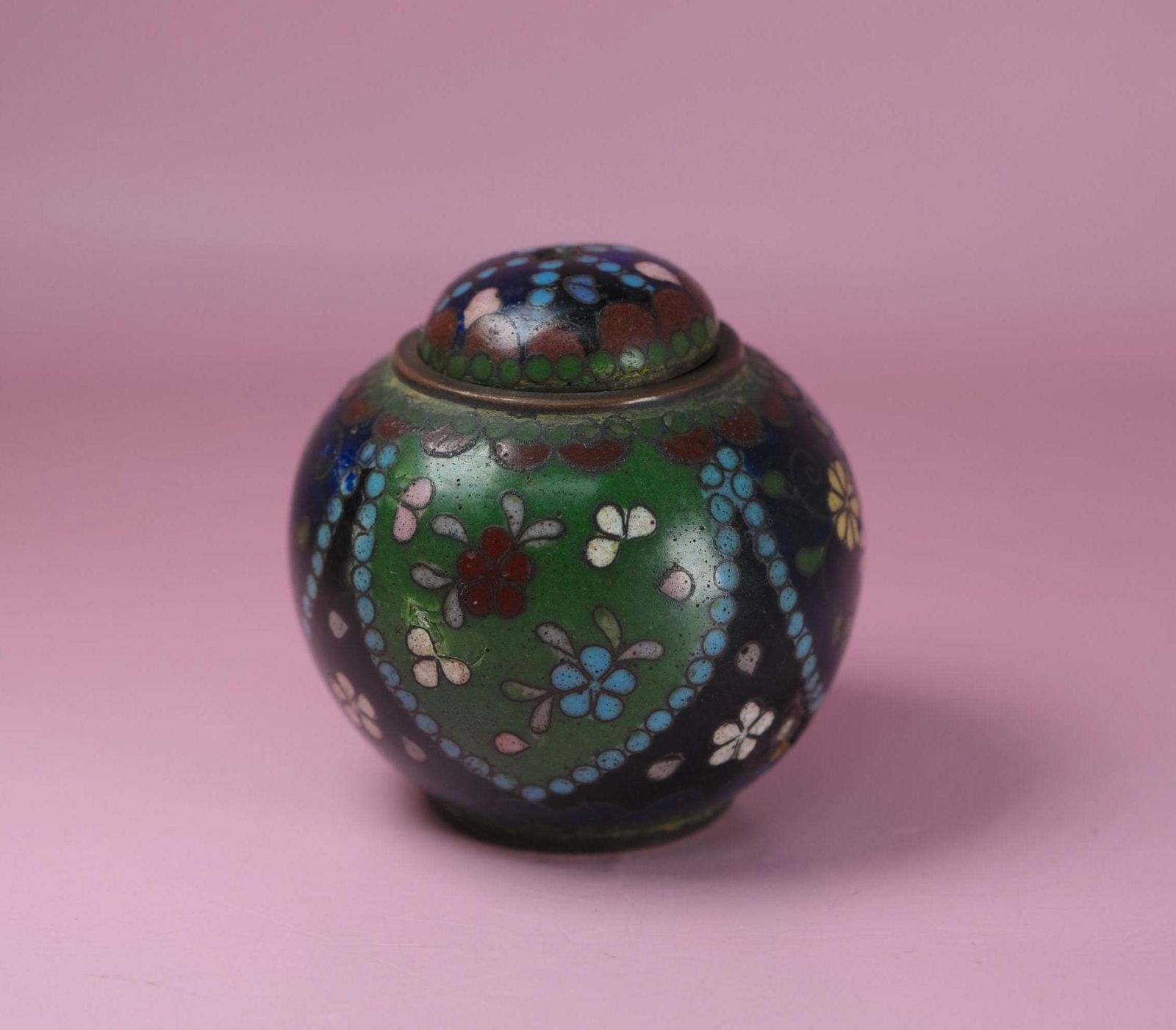 Antique Meiji Period Japanese Koro Bronze Cloisonne