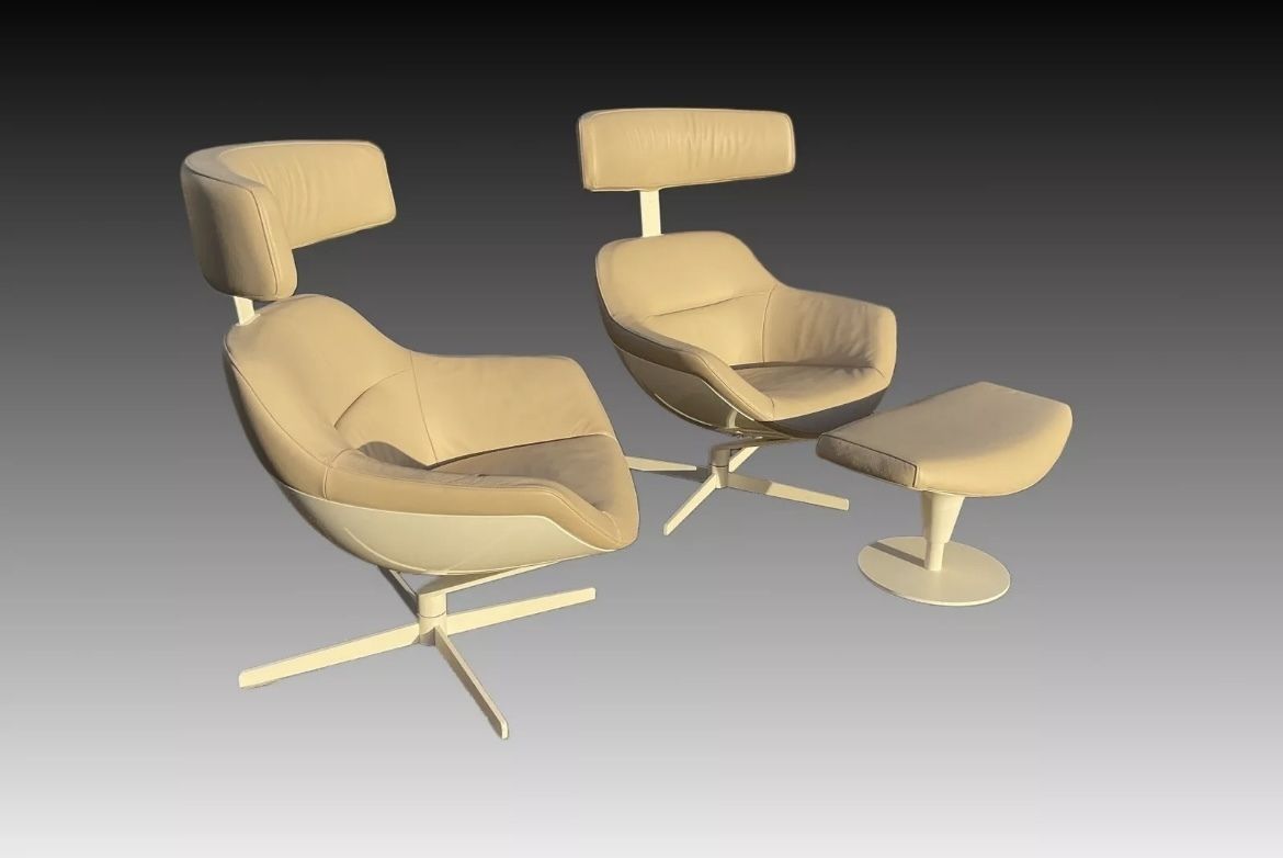 Jean Marie Massaud For Cassina 277 Auckland Lounge Chairs And One Ottoman photo vinterior